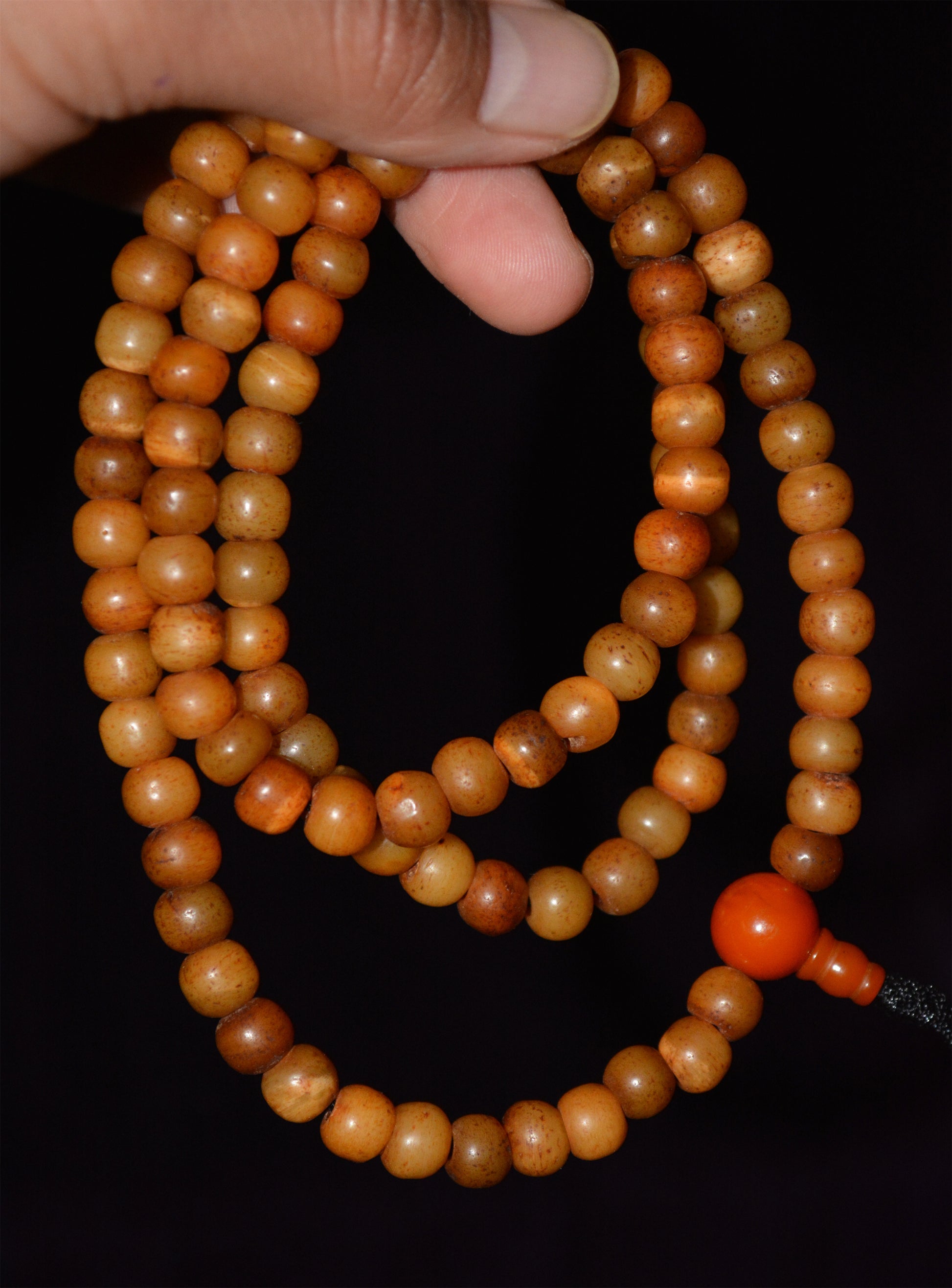 Tibetan Old Antique Kapala Bone Mala Prayer Beads Bracelet Amulet Real Rosary Necklace Lucky Talisman