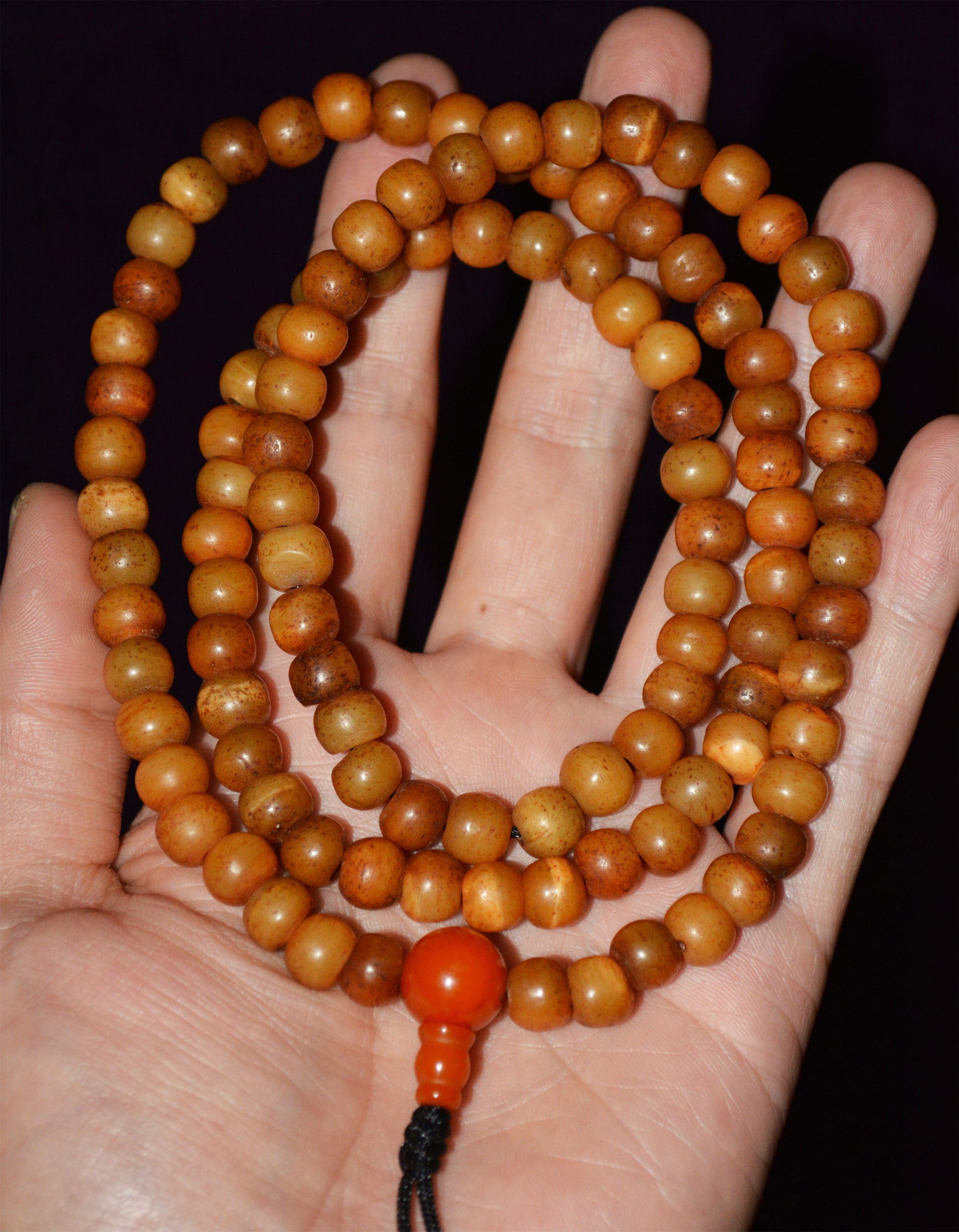 Tibetan Old Antique Kapala Bone Mala Prayer Beads Bracelet Amulet Real Rosary Necklace Lucky Talisman