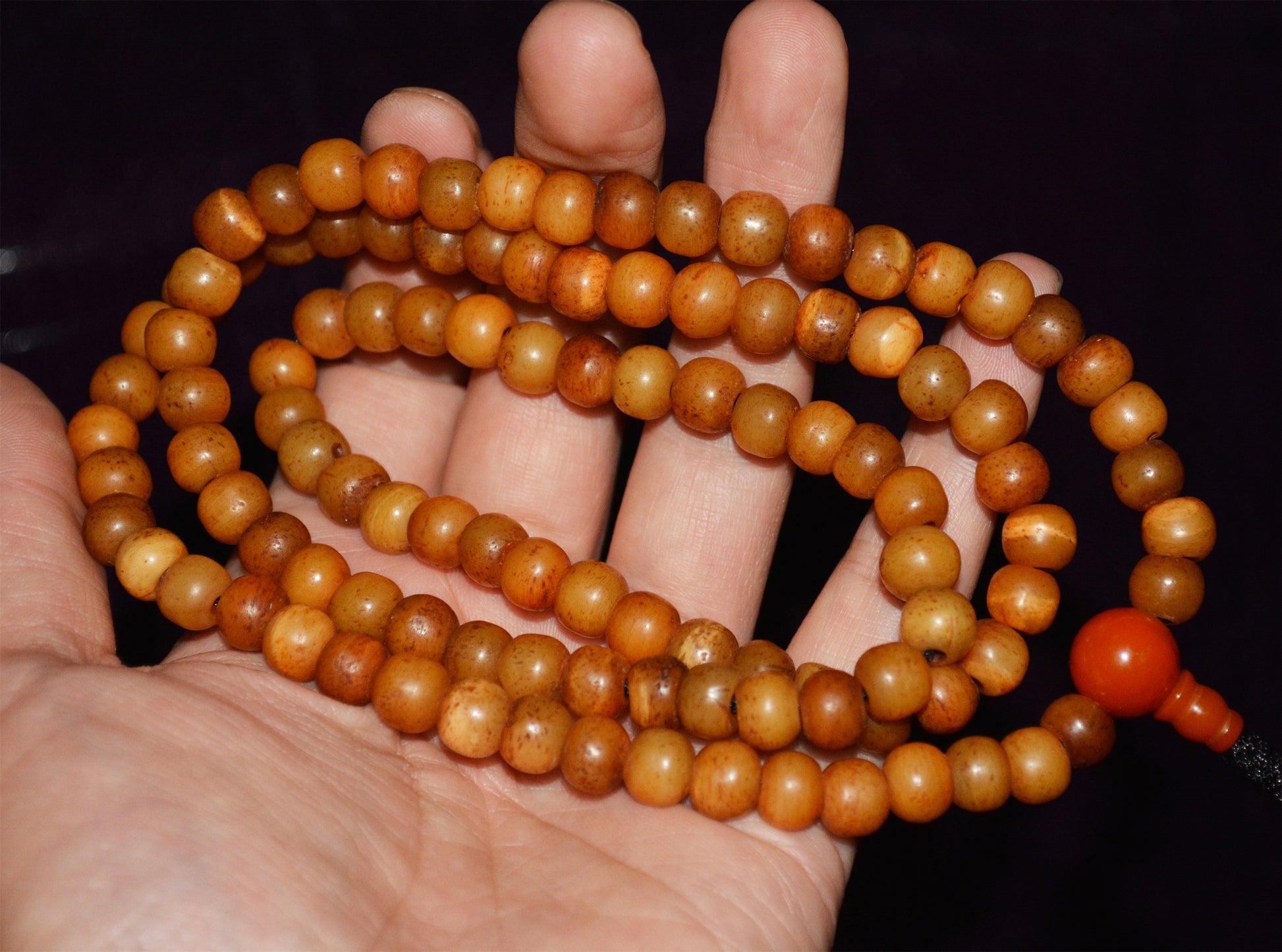 Tibetan Old Antique Kapala Bone Mala Prayer Beads Bracelet Amulet Real Rosary Necklace Lucky Talisman