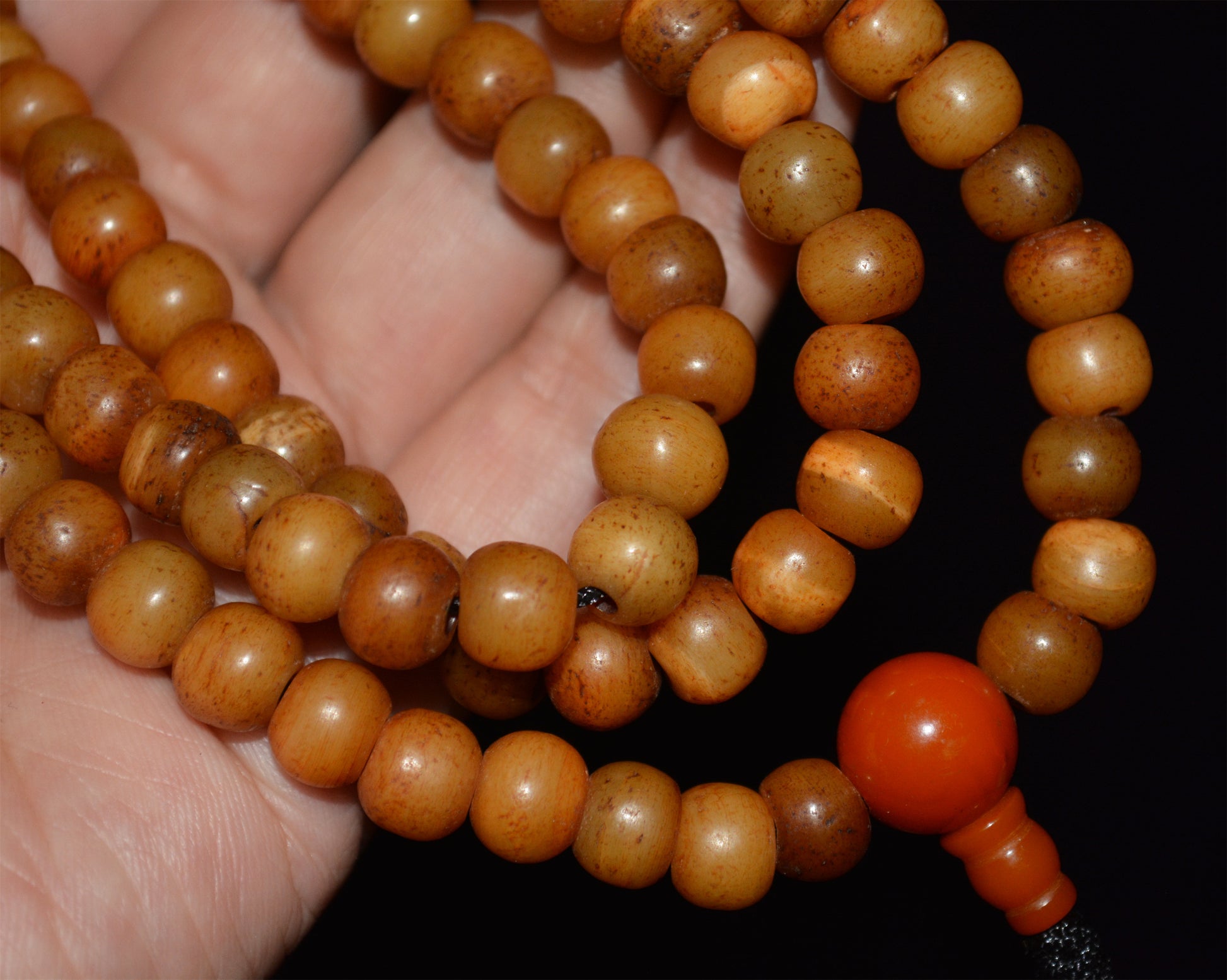 Tibetan Old Antique Kapala Bone Mala Prayer Beads Bracelet Amulet Real Rosary Necklace Lucky Talisman