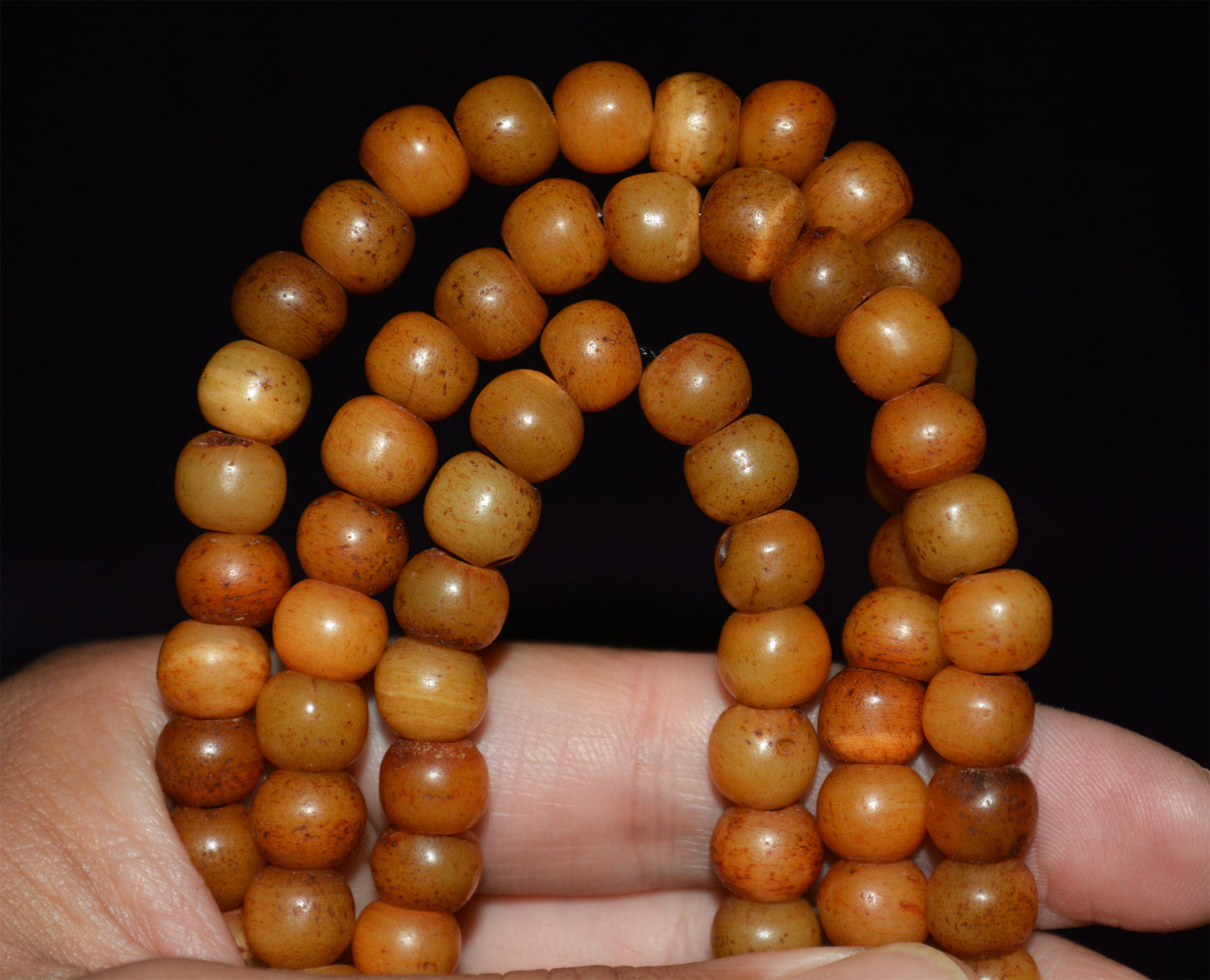 Tibetan Old Antique Kapala Bone Mala Prayer Beads Bracelet Amulet Real Rosary Necklace Lucky Talisman