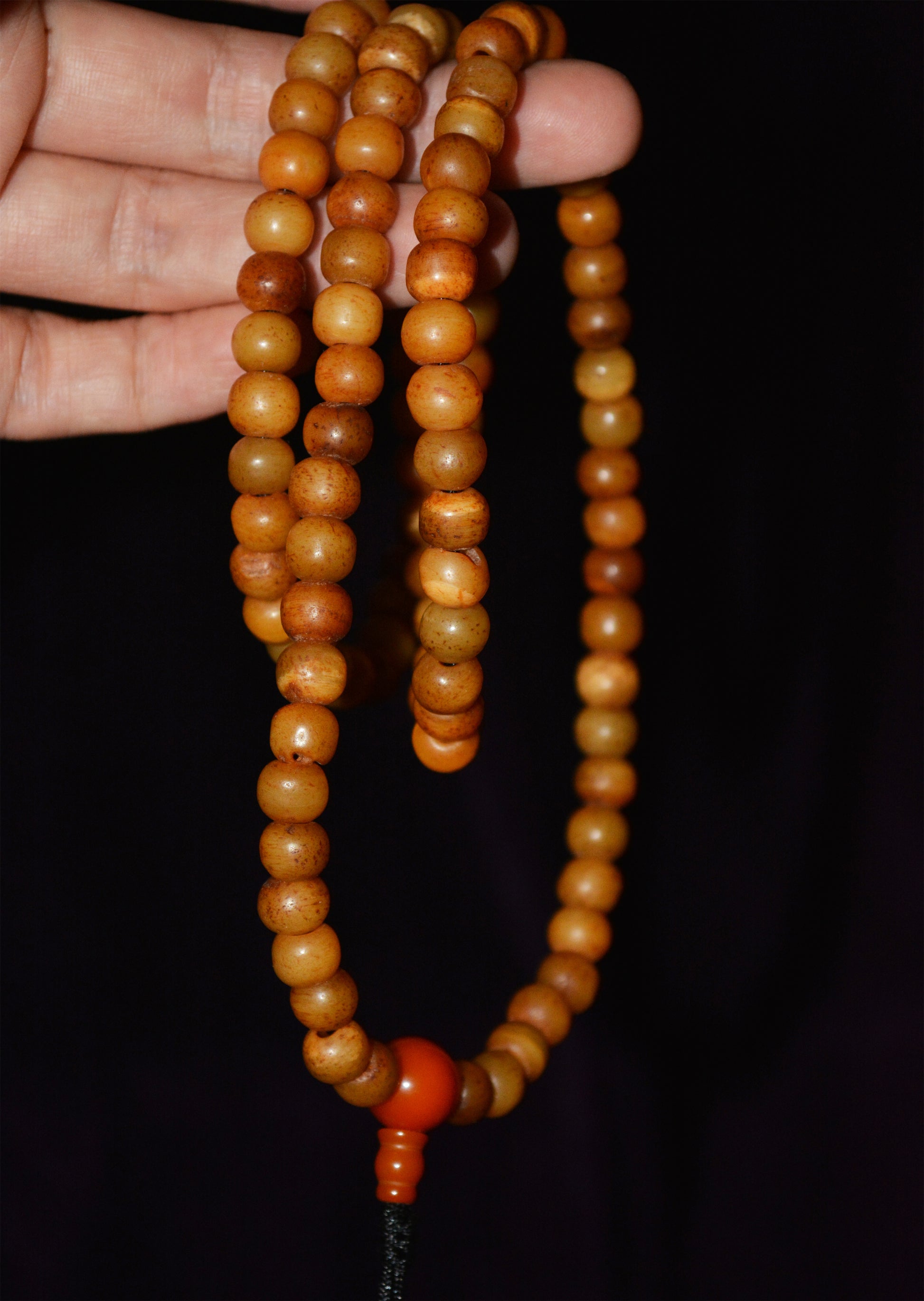 Tibetan Old Antique Kapala Bone Mala Prayer Beads Bracelet Amulet Real Rosary Necklace Lucky Talisman