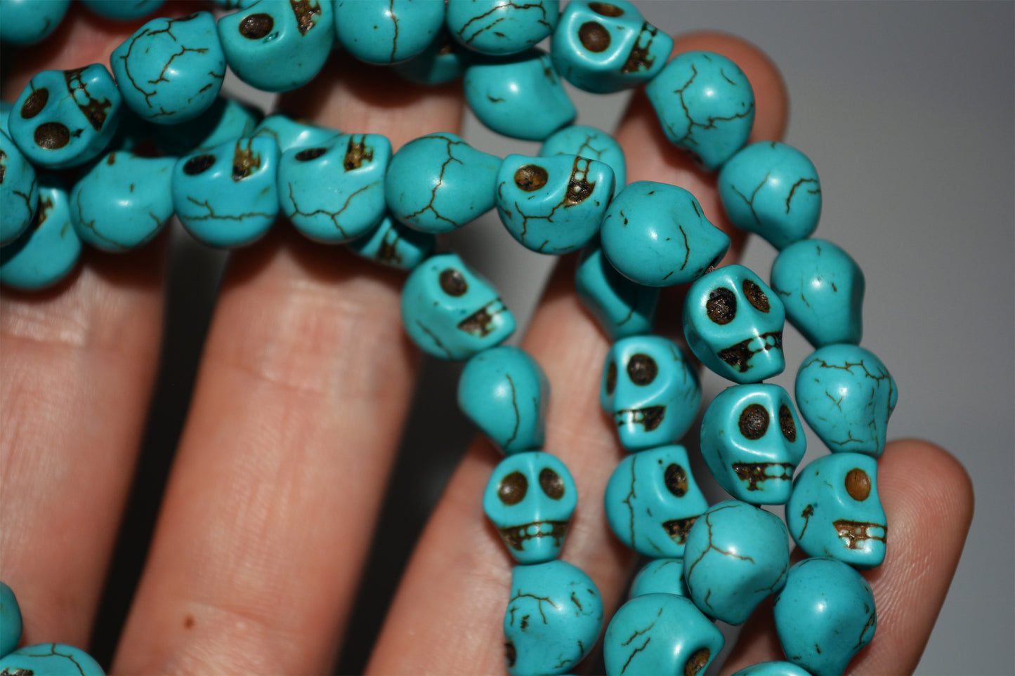 Tibetan Old Antique Turquoise Kapala Skull Mala Prayer Beads Bracelet Amulet Real Rosary Lucky Talisman chitipati shmashana adhipati