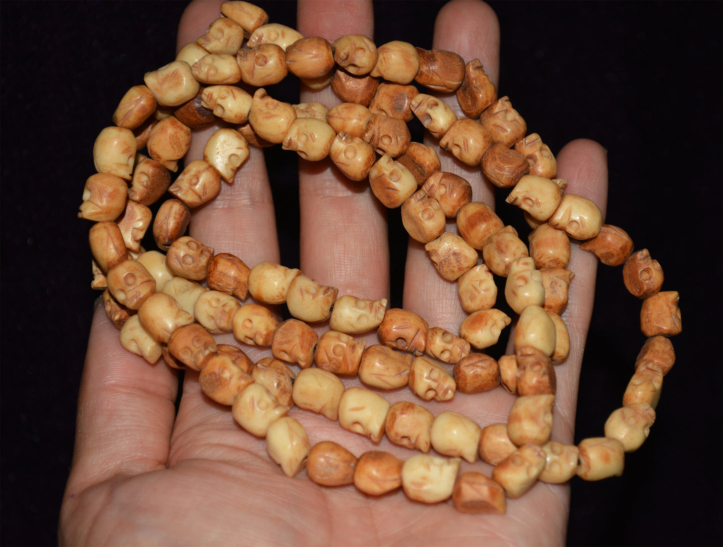 Tibetan Old Antique Yak Bone Skull Mala Prayer Beads Bracelet Amulet Real Kapala Rosary Necklace Lucky Talisman