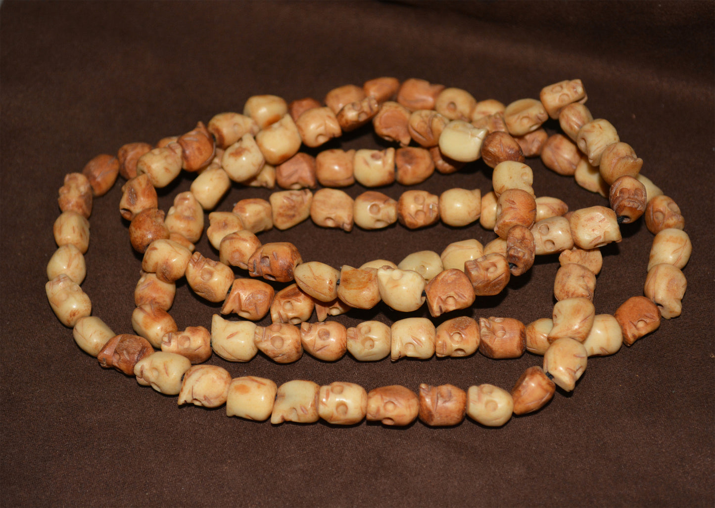 Tibetan Old Antique Yak Bone Skull Mala Prayer Beads Bracelet Amulet Real Kapala Rosary Necklace Lucky Talisman