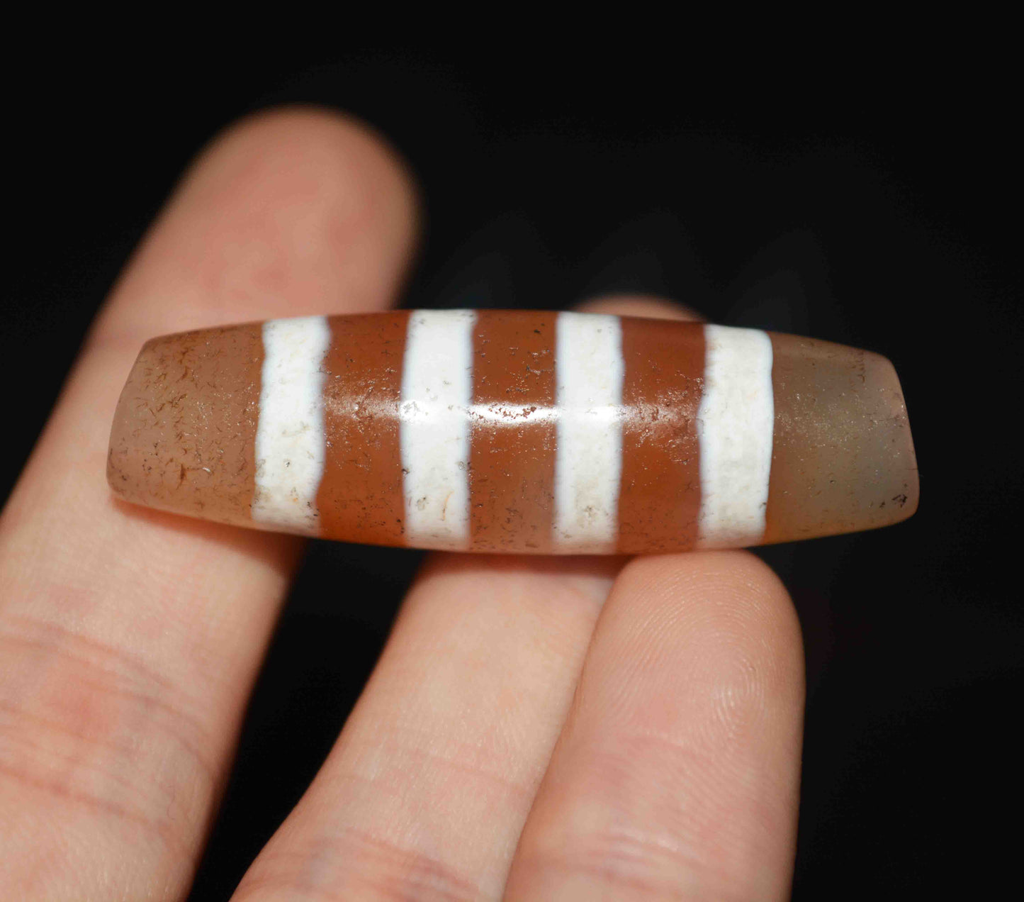 Tibetan Real Ancient Four Stripes Dzi Bead Amulet Pendant Himalayas Pure Striped Gzi Talisman