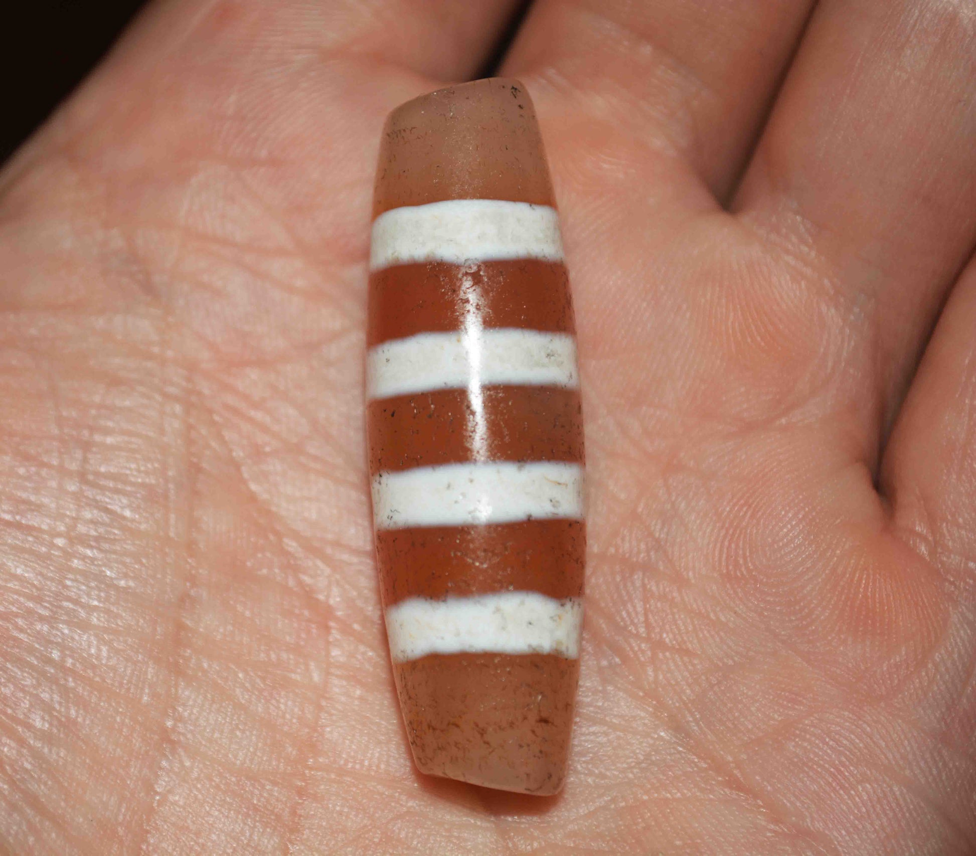 Tibetan Real Ancient Four Stripes Dzi Bead Amulet Pendant Himalayas Pure Striped Gzi Talisman