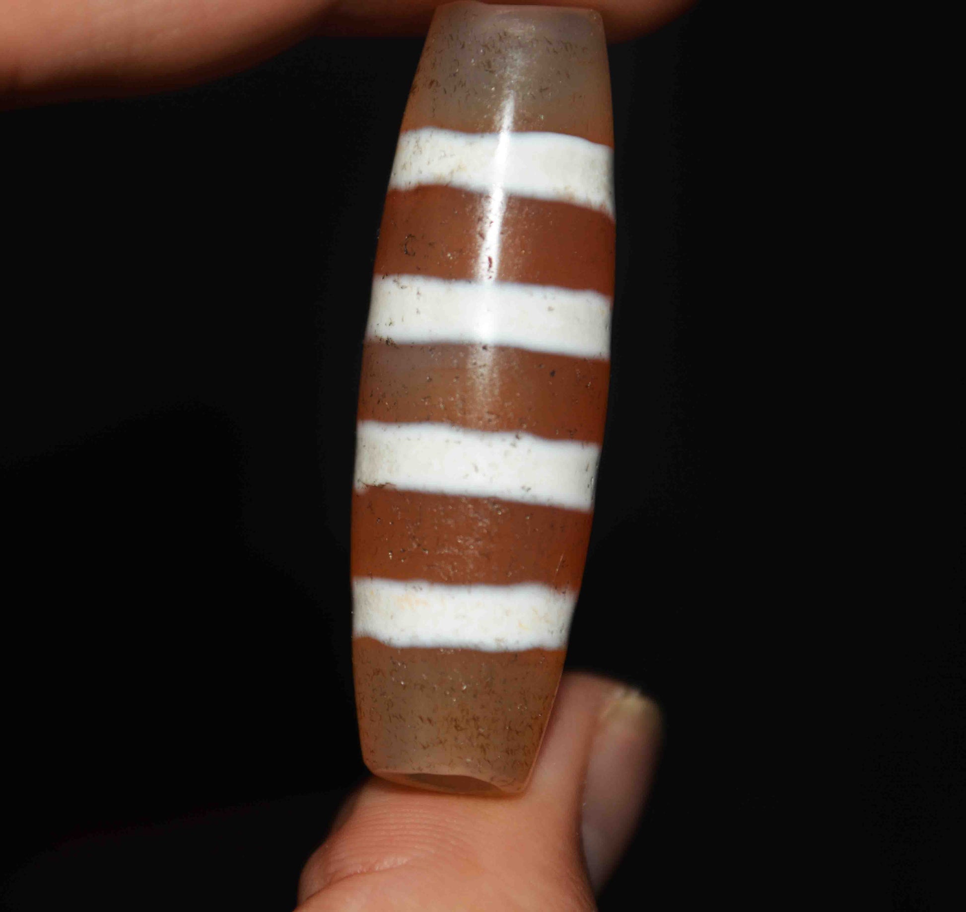 Tibetan Real Ancient Four Stripes Dzi Bead Amulet Pendant Himalayas Pure Striped Gzi Talisman