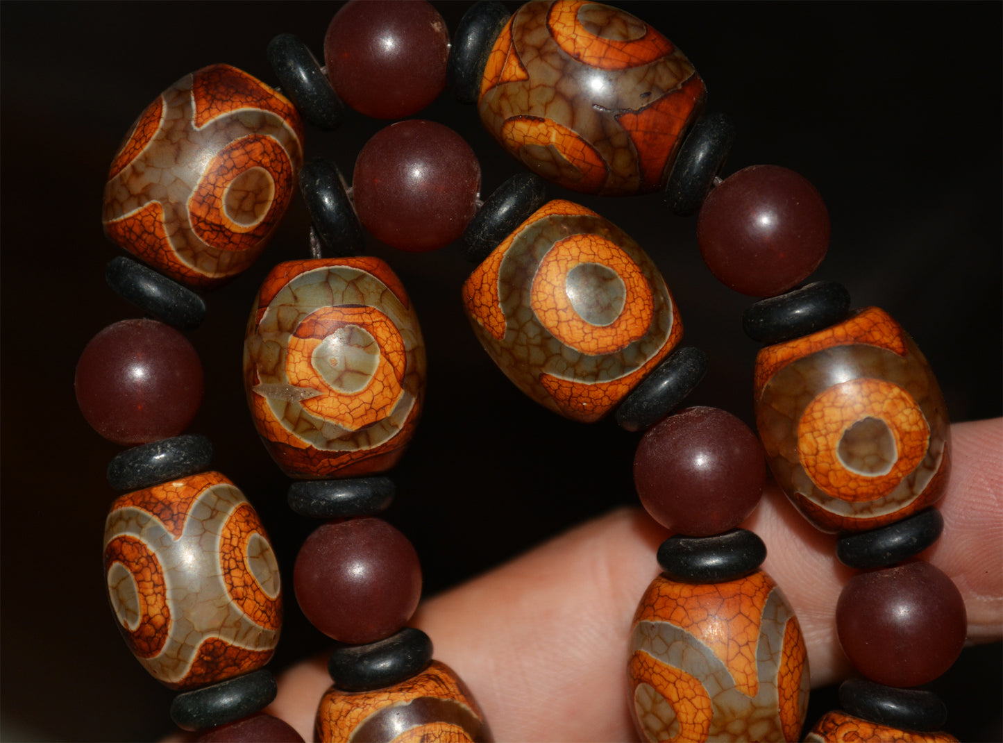 Tibetan Real Ancient Nine Three Eyes Dzi Bead Mala Prayer Beads Amulet Himalayas Genuine Agate Pure Gzi Necklace