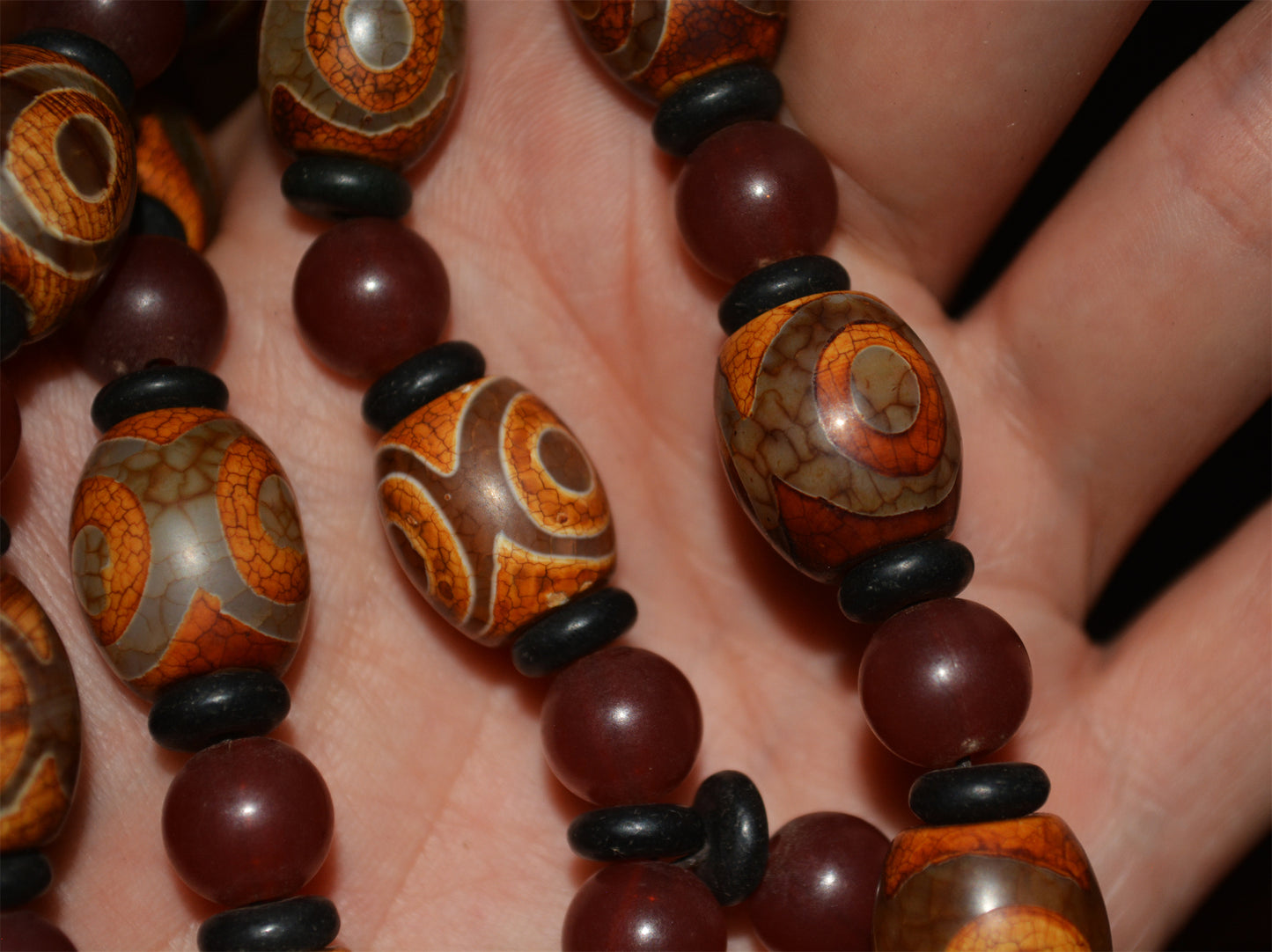 Tibetan Real Ancient Nine Three Eyes Dzi Bead Mala Prayer Beads Amulet Himalayas Genuine Agate Pure Gzi Necklace