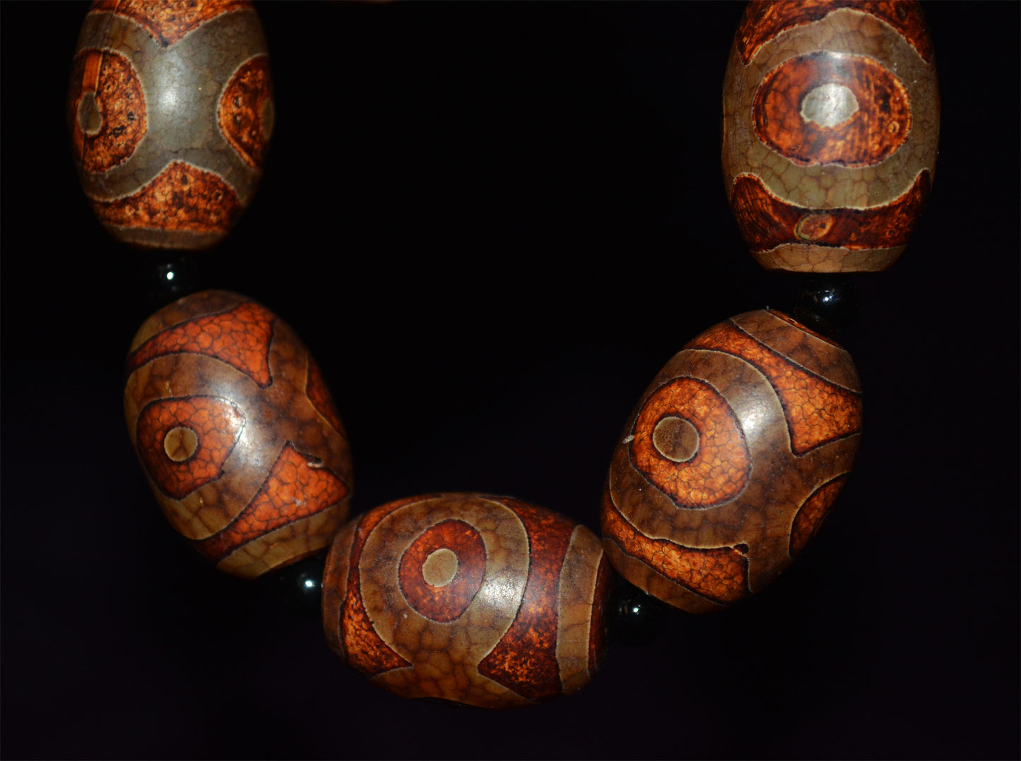 Tibetan Real Ancient Three Eyes Dzi Bead Bracelet Amulet Mala Prayer Beads Himalayas Genuine Agate Pure Gzi