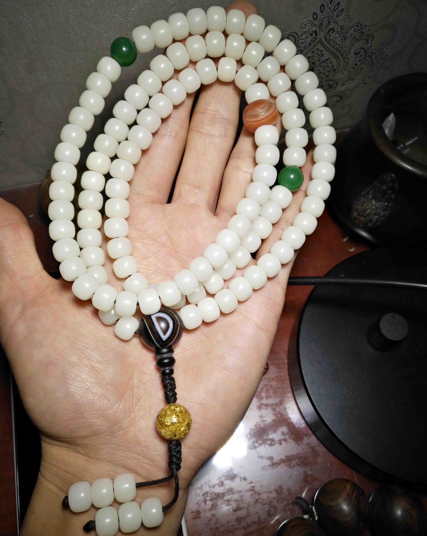 Tibetan White Bodhi Seeds Mala Prayer Beads 108 Rosary Bracelet Himalayas Buddhism