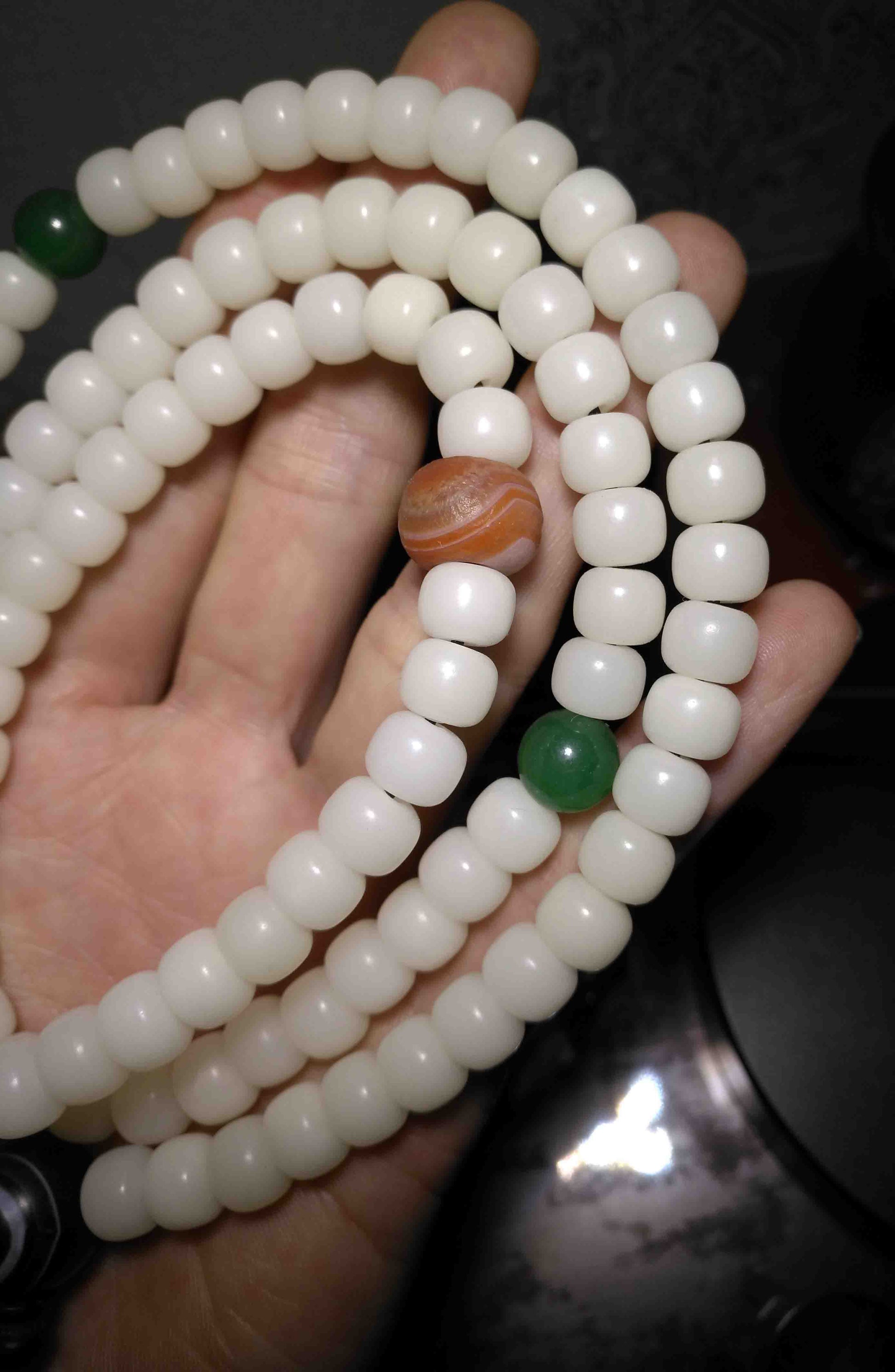 Tibetan White Bodhi Seeds Mala Prayer Beads 108 Rosary Bracelet Himalayas Buddhism