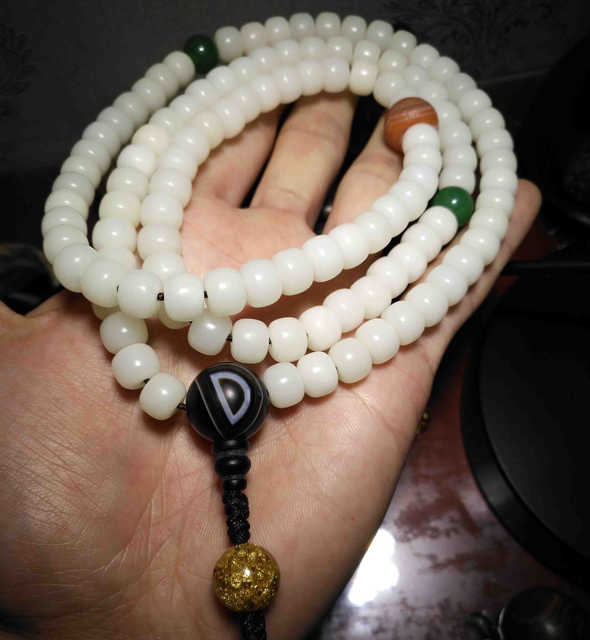 Tibetan White Bodhi Seeds Mala Prayer Beads 108 Rosary Bracelet Himalayas Buddhism