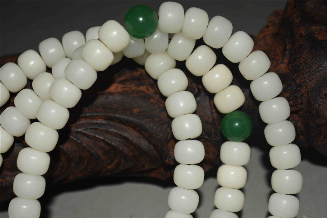 Tibetan White Bodhi Seeds Mala Prayer Beads 108 Rosary Bracelet Himalayas