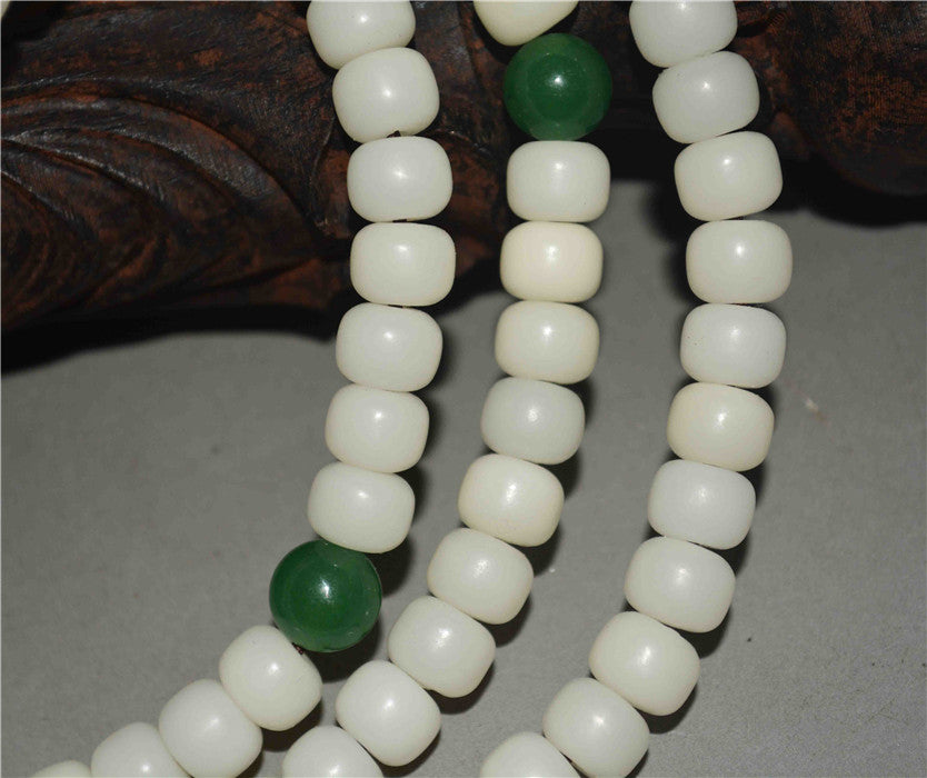 Tibetan White Bodhi Seeds Mala Prayer Beads 108 Rosary Bracelet Himalayas