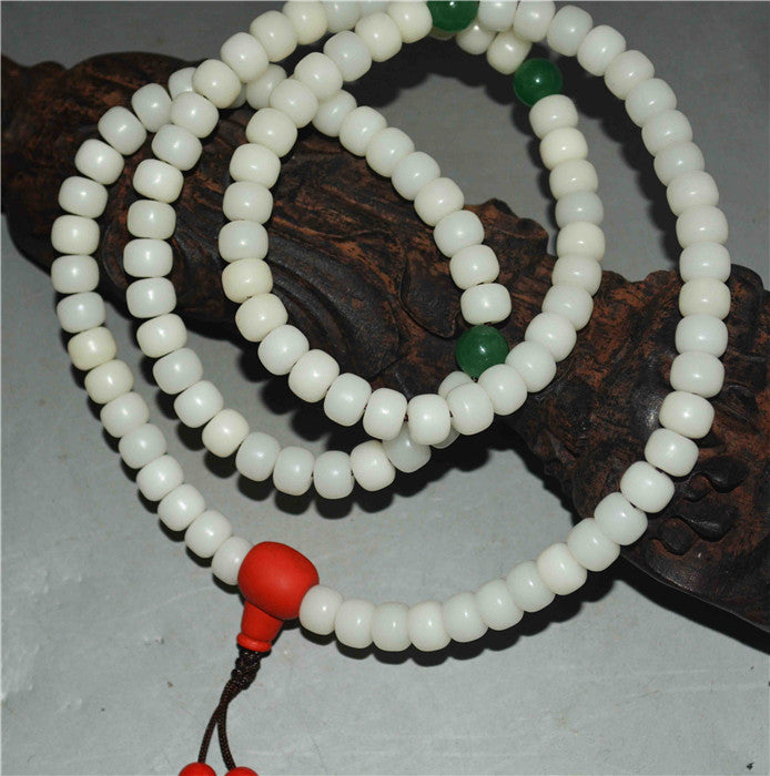 Tibetan White Bodhi Seeds Mala Prayer Beads 108 Rosary Bracelet Himalayas