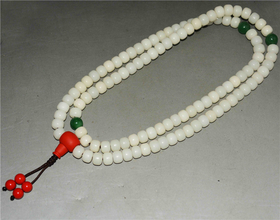 Tibetan White Bodhi Seeds Mala Prayer Beads 108 Rosary Bracelet Himalayas