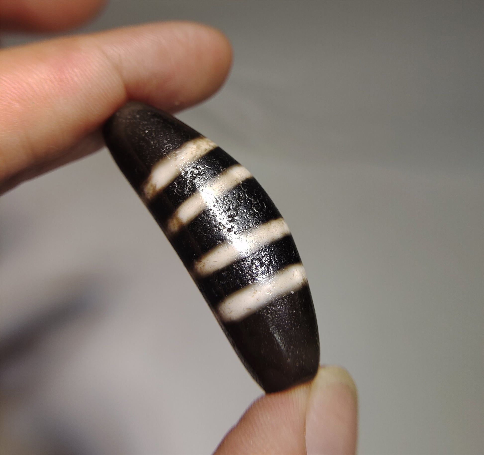 real ancient tibetan four stripes dzi bead amulet pendant genuine old antique himalaya agate pure 4 striped gzi talisman