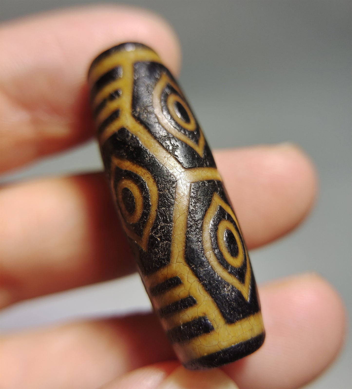 real ancient tibetan six eyed dragon dzi bead amulet pendant genuine old antique himalaya agate pure gzi talisman