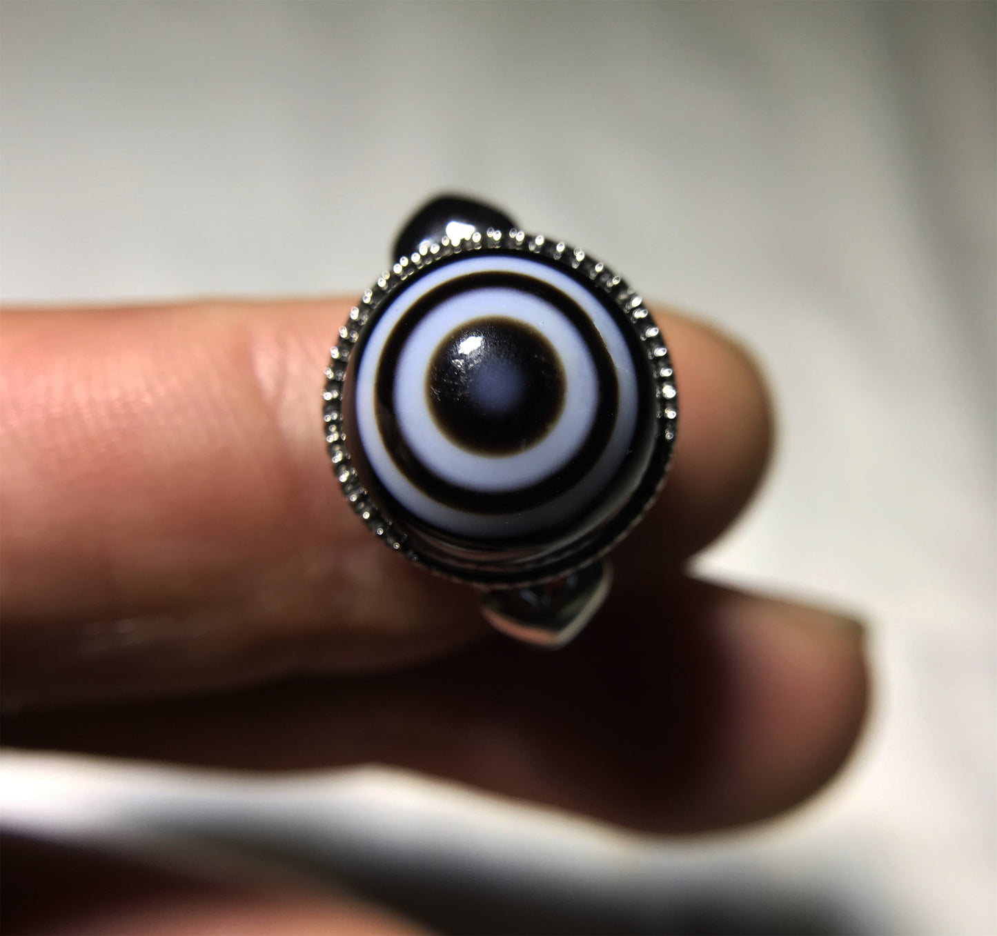 real himalaya ancient lukmik eye dzi bead ring amulet genuine old luk mik agate two natural tibetan pyu