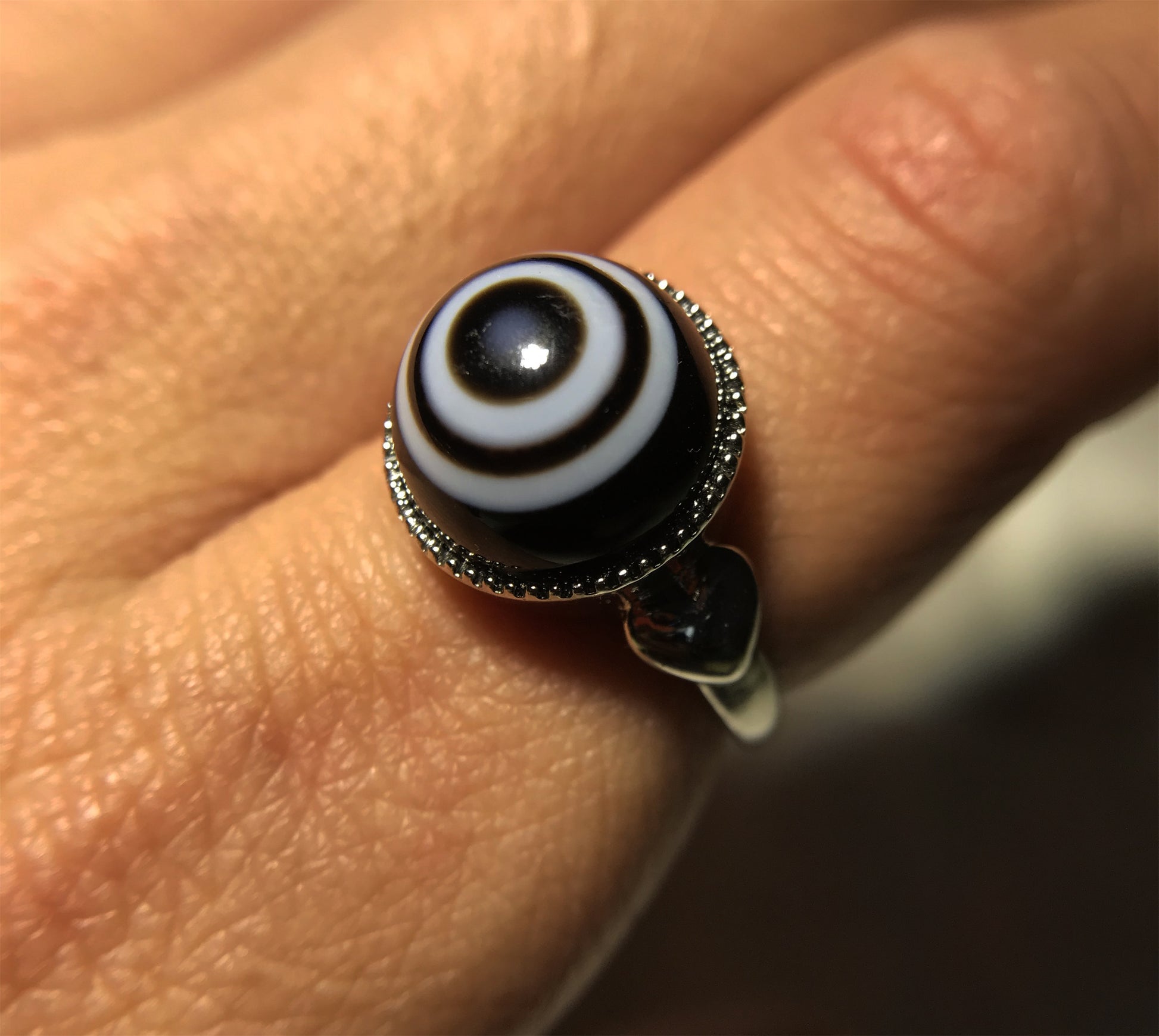 real himalaya ancient lukmik eye dzi bead ring amulet genuine old luk mik agate two natural tibetan pyu