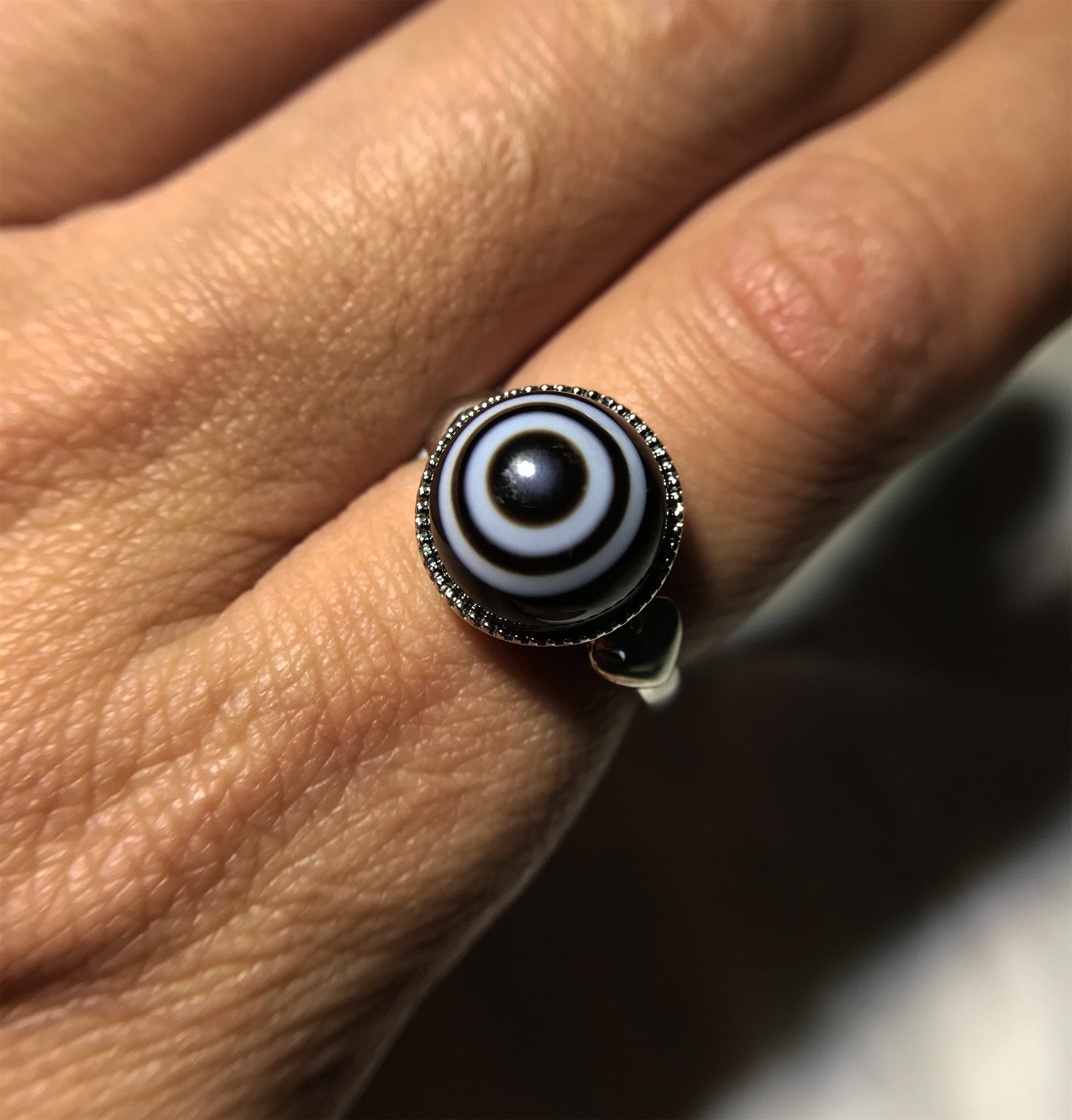 real himalaya ancient lukmik eye dzi bead ring amulet genuine old luk mik agate two natural tibetan pyu