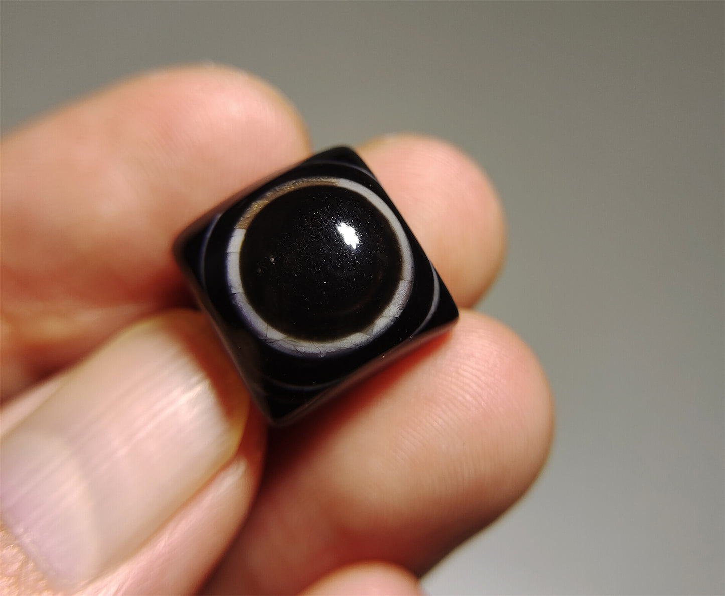 real himalaya antique lukmik eye dzi bead amulet genuine old luk mik banded agate one natural tibetan pyu gzi talisman