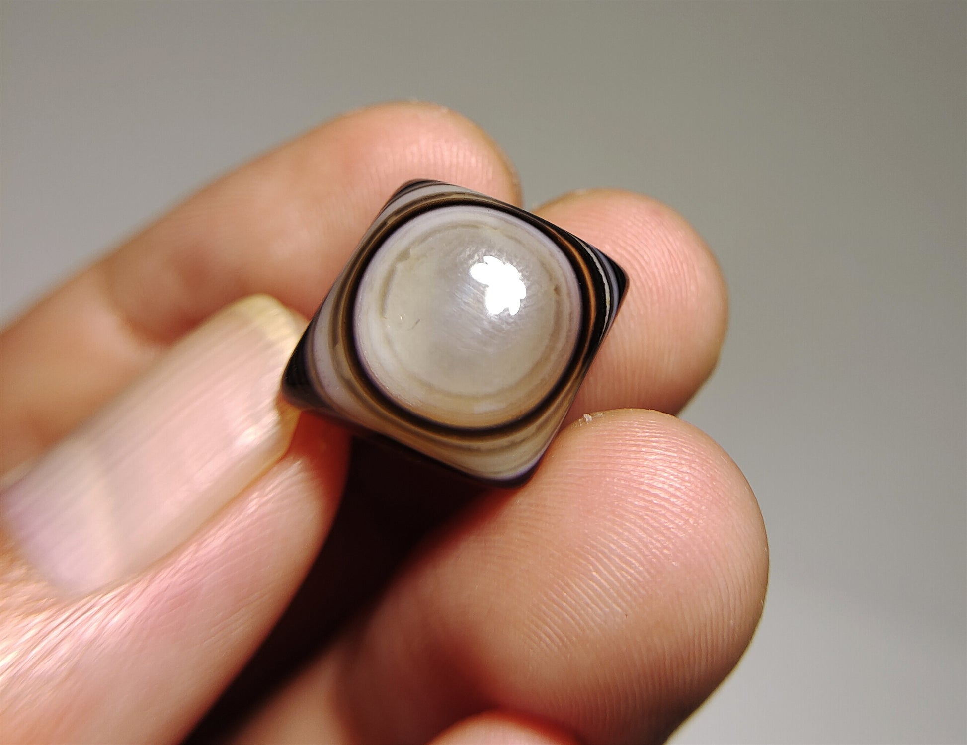 real himalaya antique lukmik eye dzi bead amulet genuine old luk mik banded agate one natural tibetan pyu gzi talisman