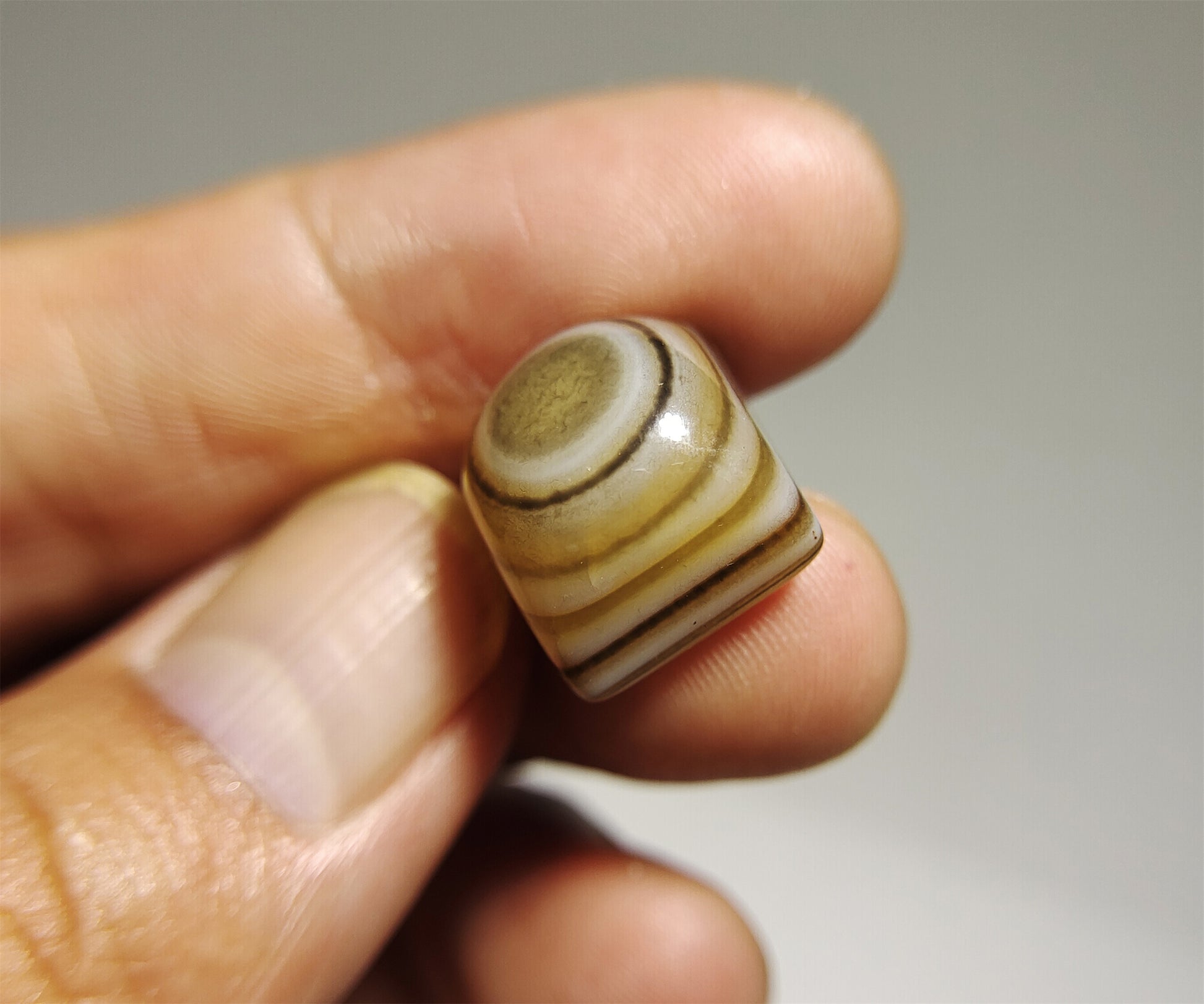 real himalaya antique lukmik eye dzi bead amulet genuine old luk mik banded agate one natural tibetan pyu gzi talisman