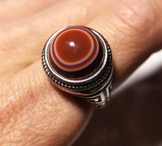 real himalaya antique lukmik eye dzi bead ring amulet genuine old luk mik carnelian one natural tibetan pyu gzi