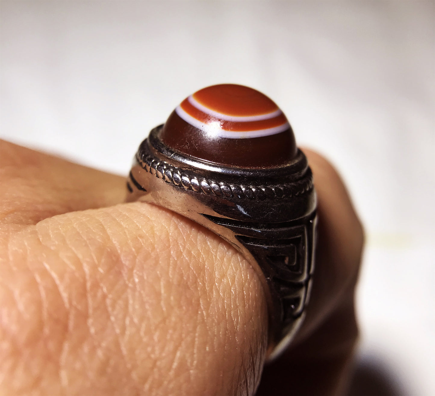 real himalaya antique lukmik eye dzi bead ring amulet genuine old luk mik carnelian one natural tibetan pyu gzi