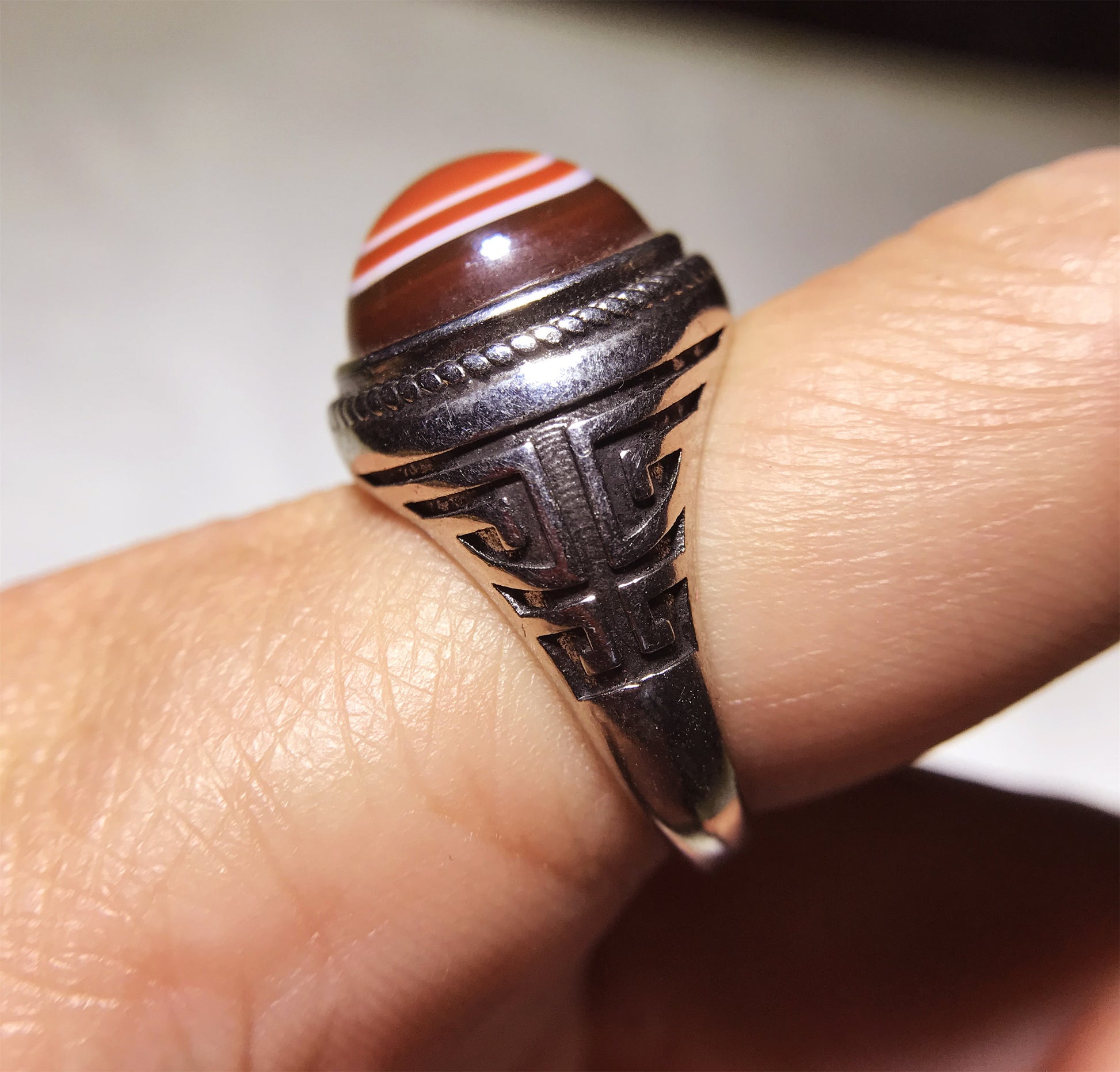 real himalaya antique lukmik eye dzi bead ring amulet genuine old luk mik carnelian one natural tibetan pyu gzi