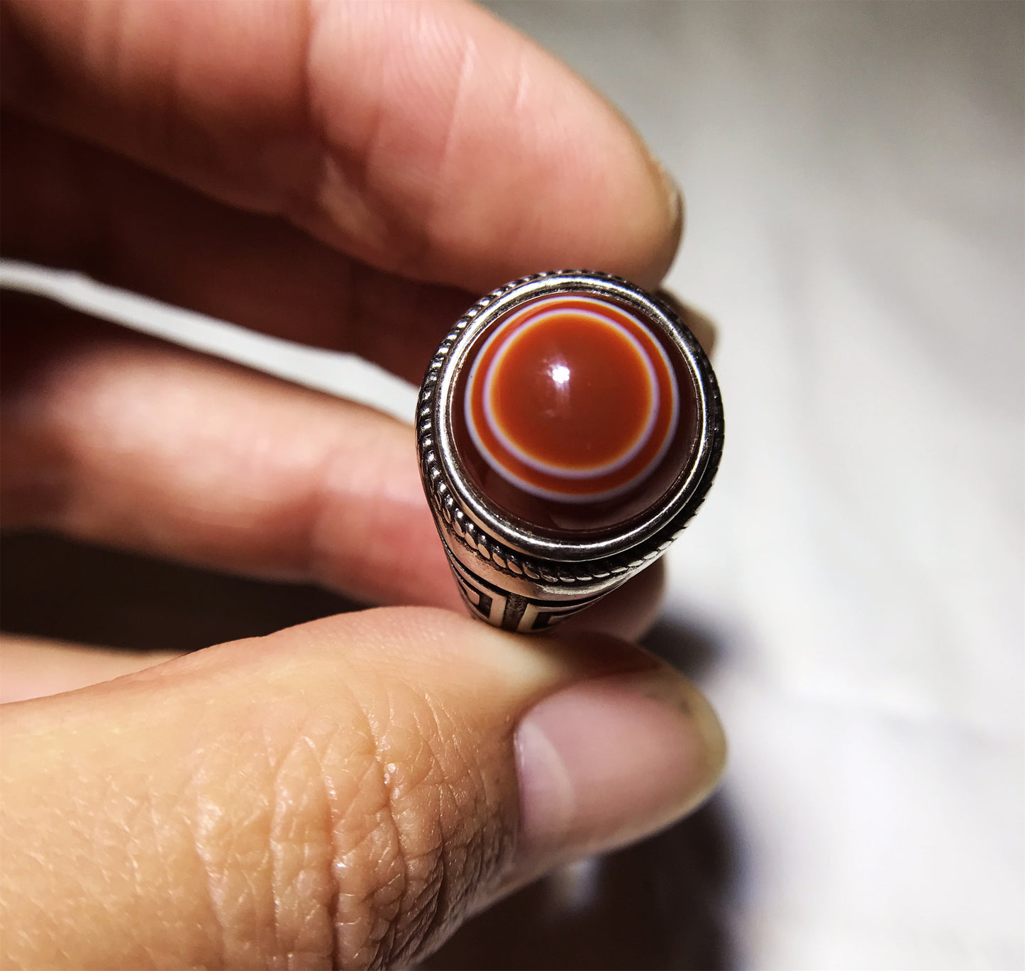 real himalaya antique lukmik eye dzi bead ring amulet genuine old luk mik carnelian one natural tibetan pyu gzi