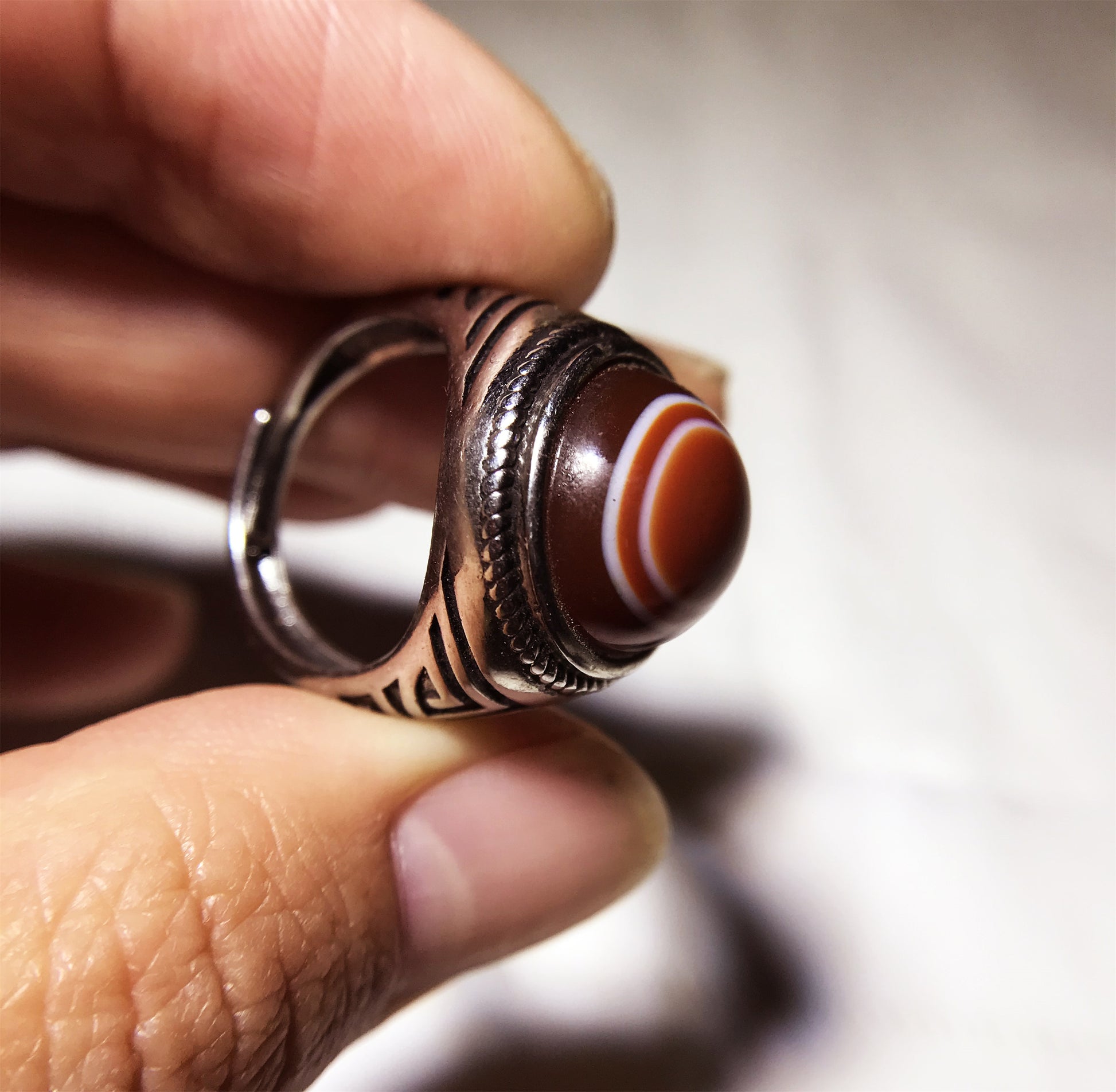 real himalaya antique lukmik eye dzi bead ring amulet genuine old luk mik carnelian one natural tibetan pyu gzi