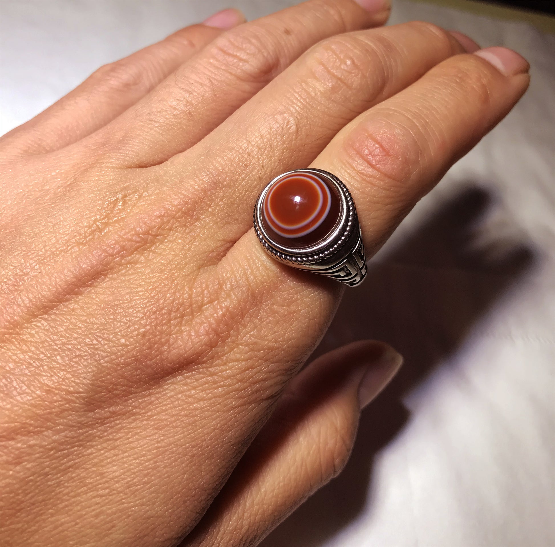 real himalaya antique lukmik eye dzi bead ring amulet genuine old luk mik carnelian one natural tibetan pyu gzi