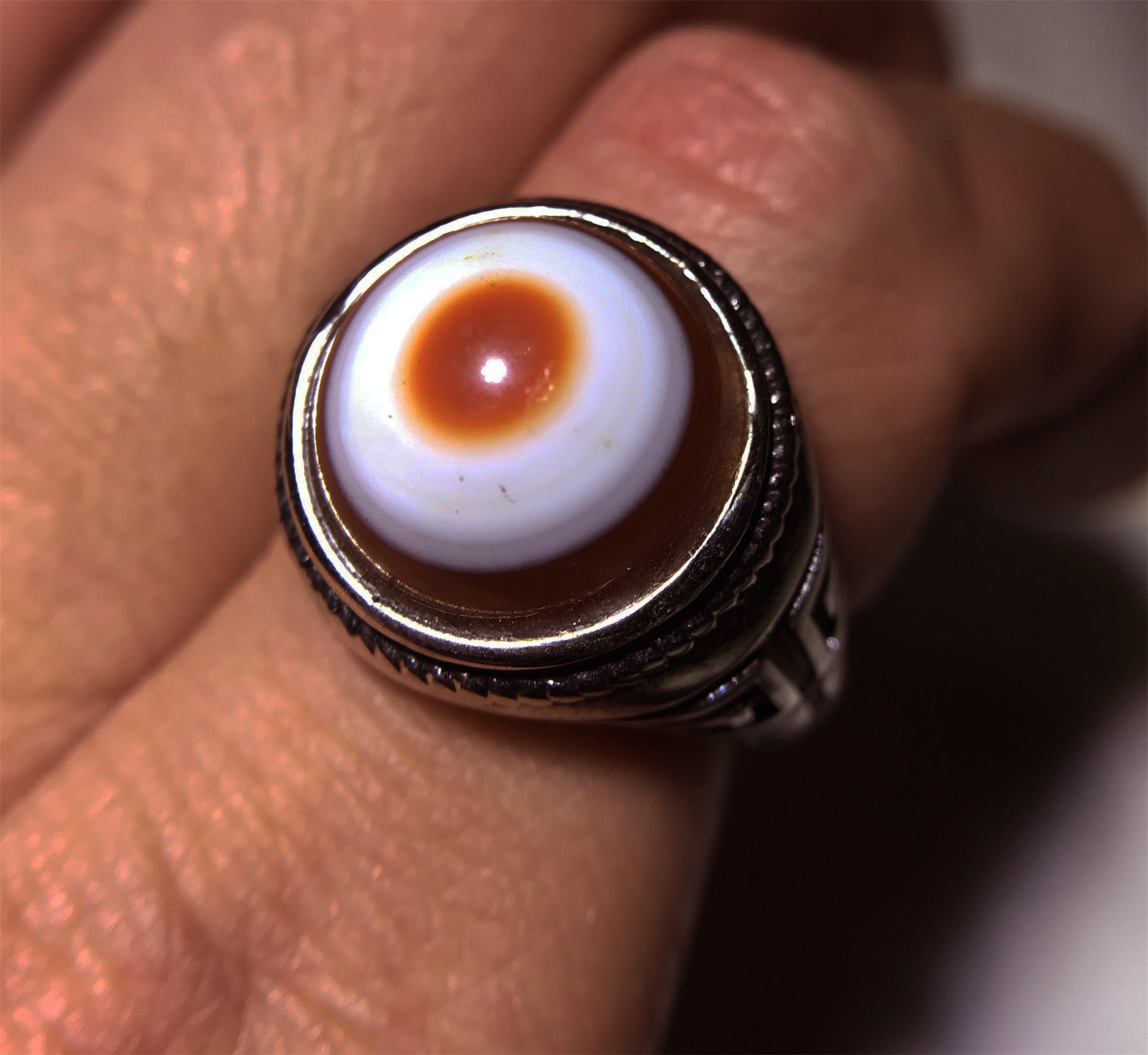 real himalaya antique lukmik eye dzi bead ring amulet genuine old luk mik banded agate one natural tibetan pyu gzi