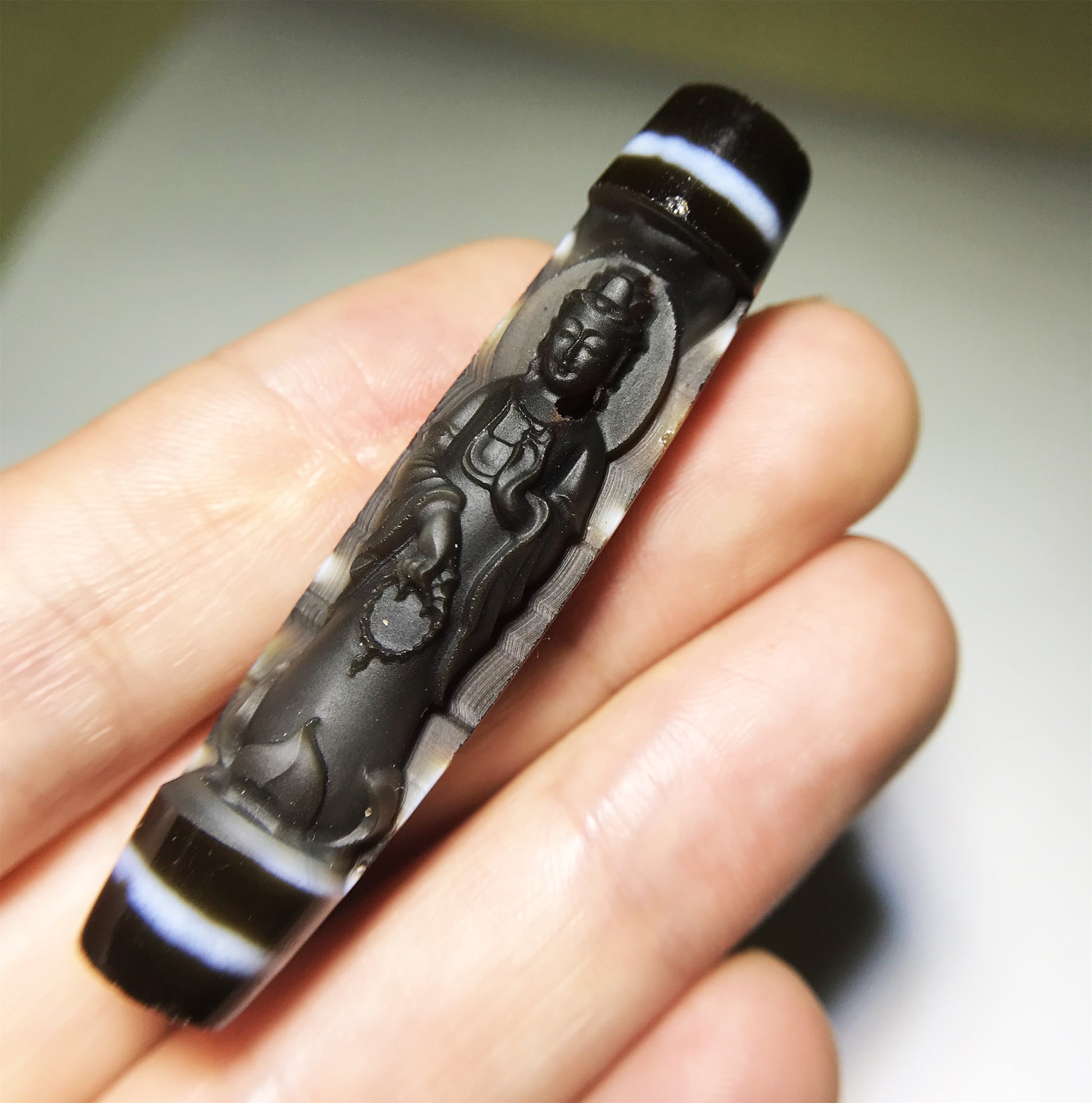 real tibetan ancient nine eyes dzi bead amulet kwan yin pendant genuine old antique himalaya agate 9 pure gzi guanyin talisman