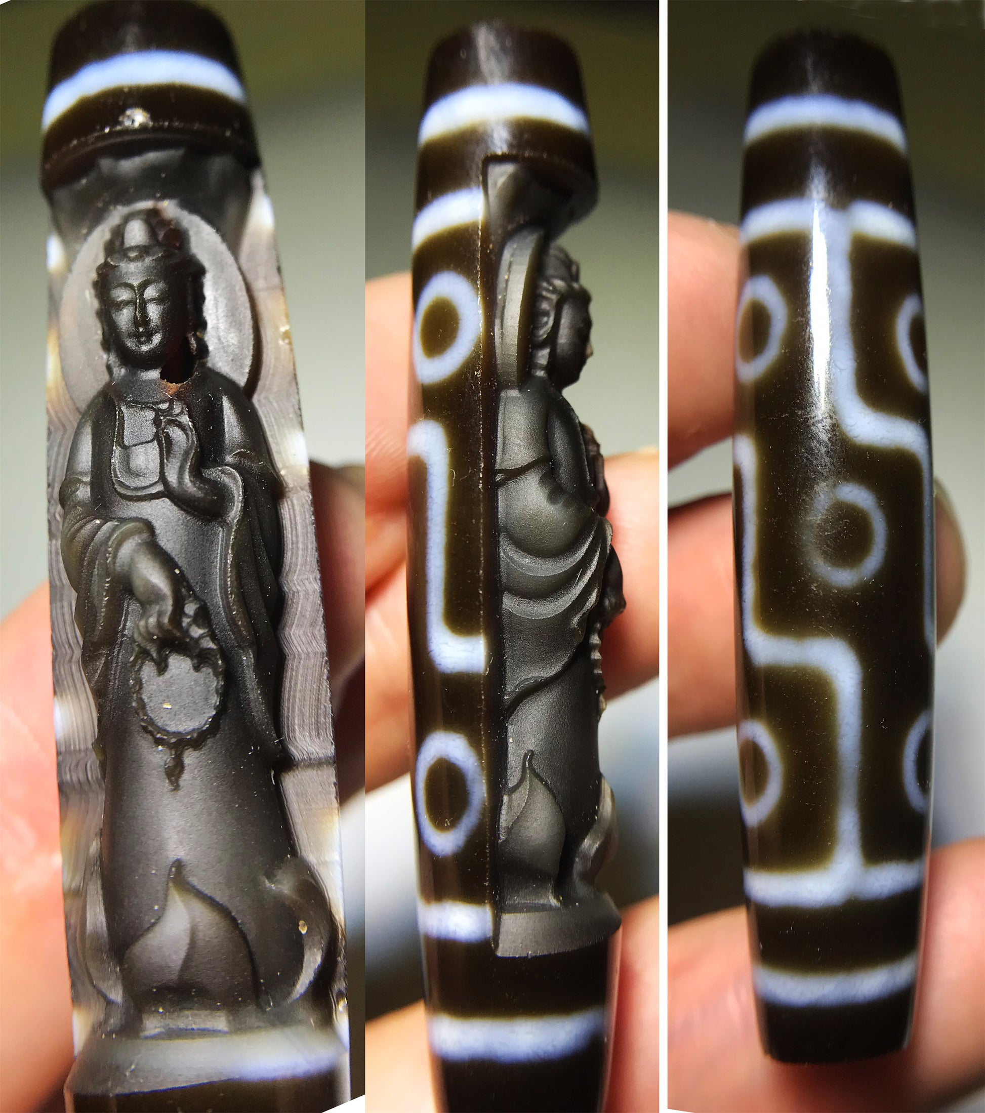 real tibetan ancient nine eyes dzi bead amulet kwan yin pendant genuine old antique himalaya agate 9 pure gzi guanyin talisman