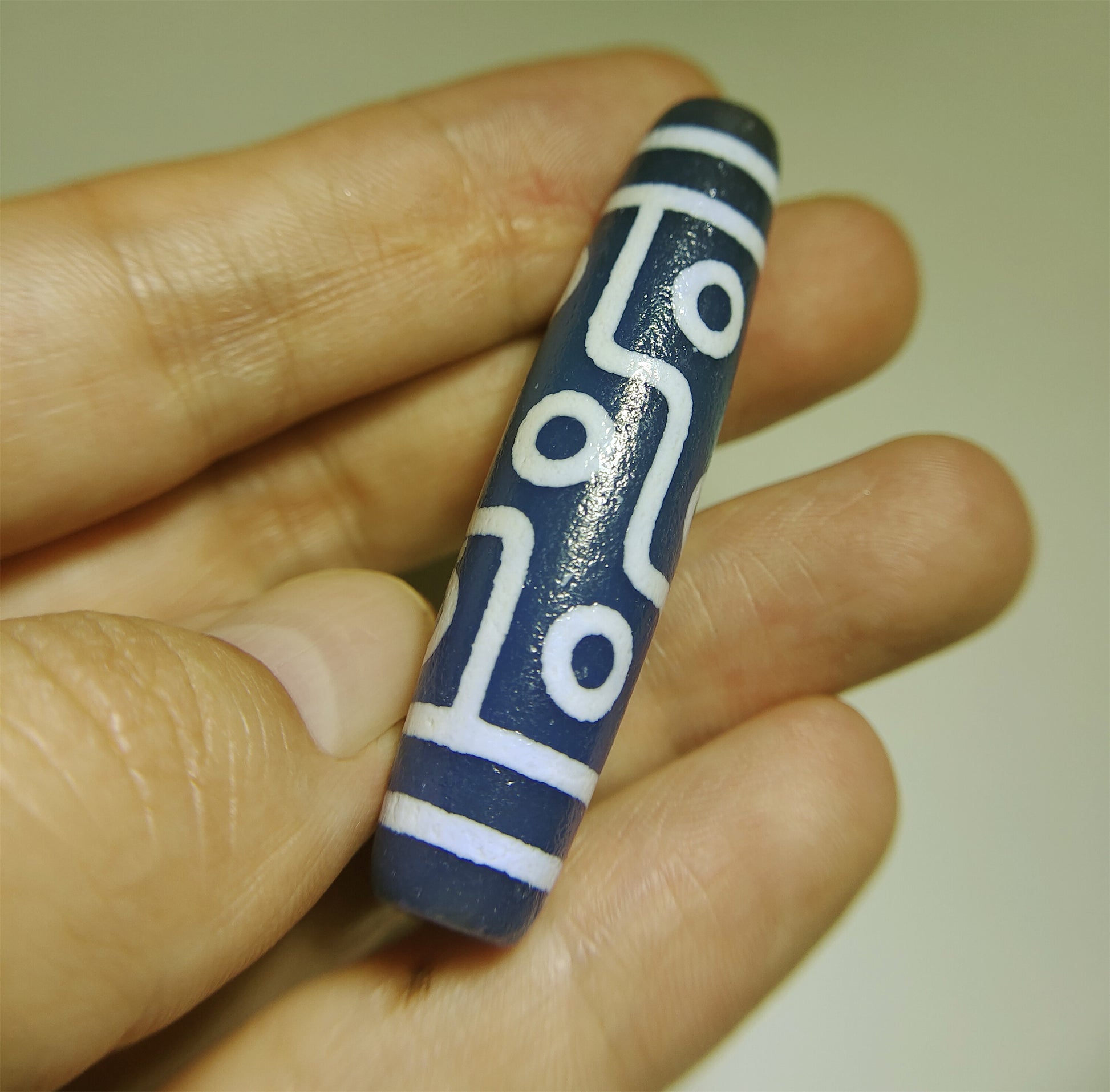 real tibetan ancient nine eyes dzi bead amulet pendant genuine old antique himalaya blue agate nepal 9 pure gzi talisman