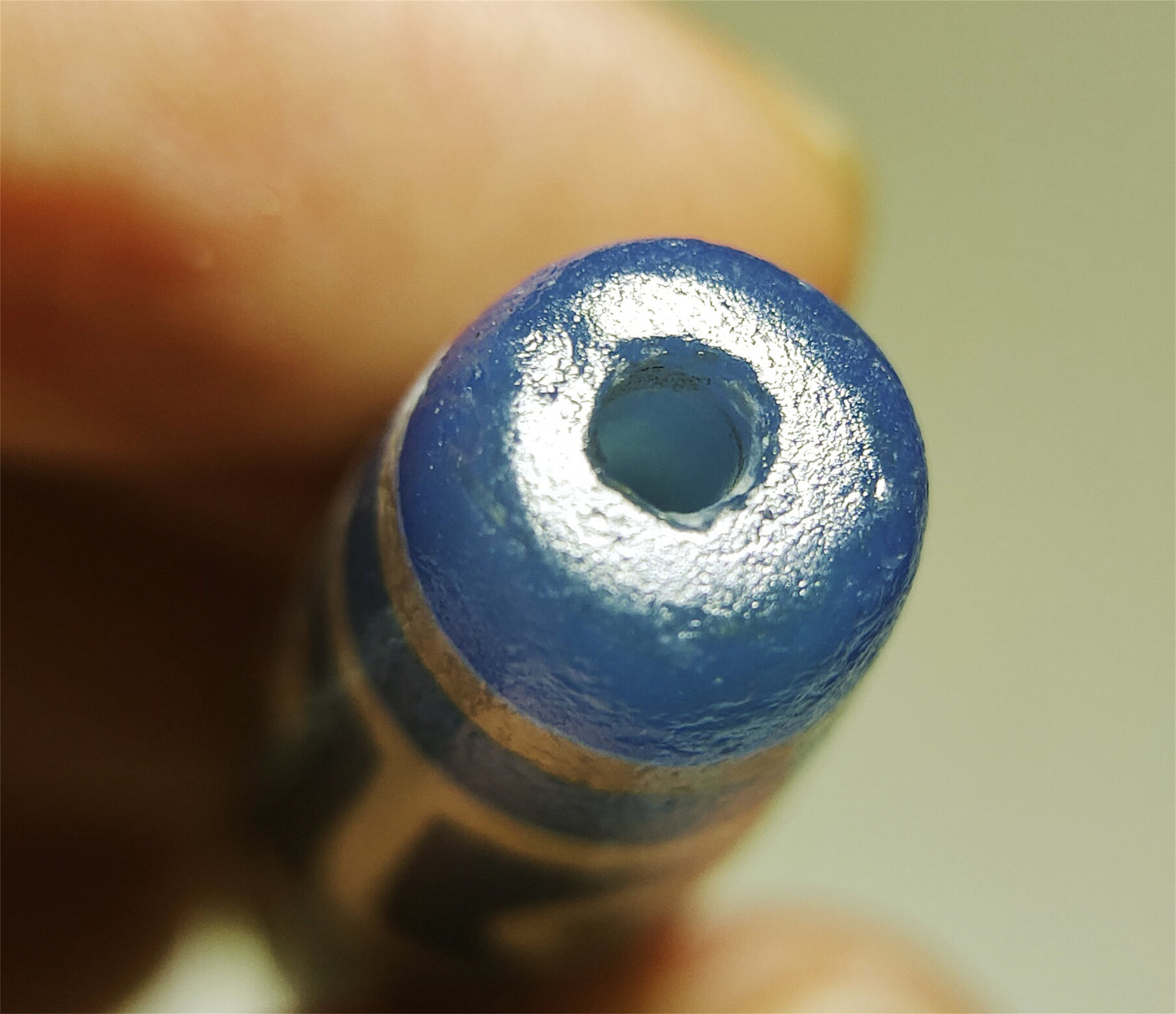 real tibetan ancient nine eyes dzi bead amulet pendant genuine old antique himalaya blue agate nepal 9 pure gzi talisman