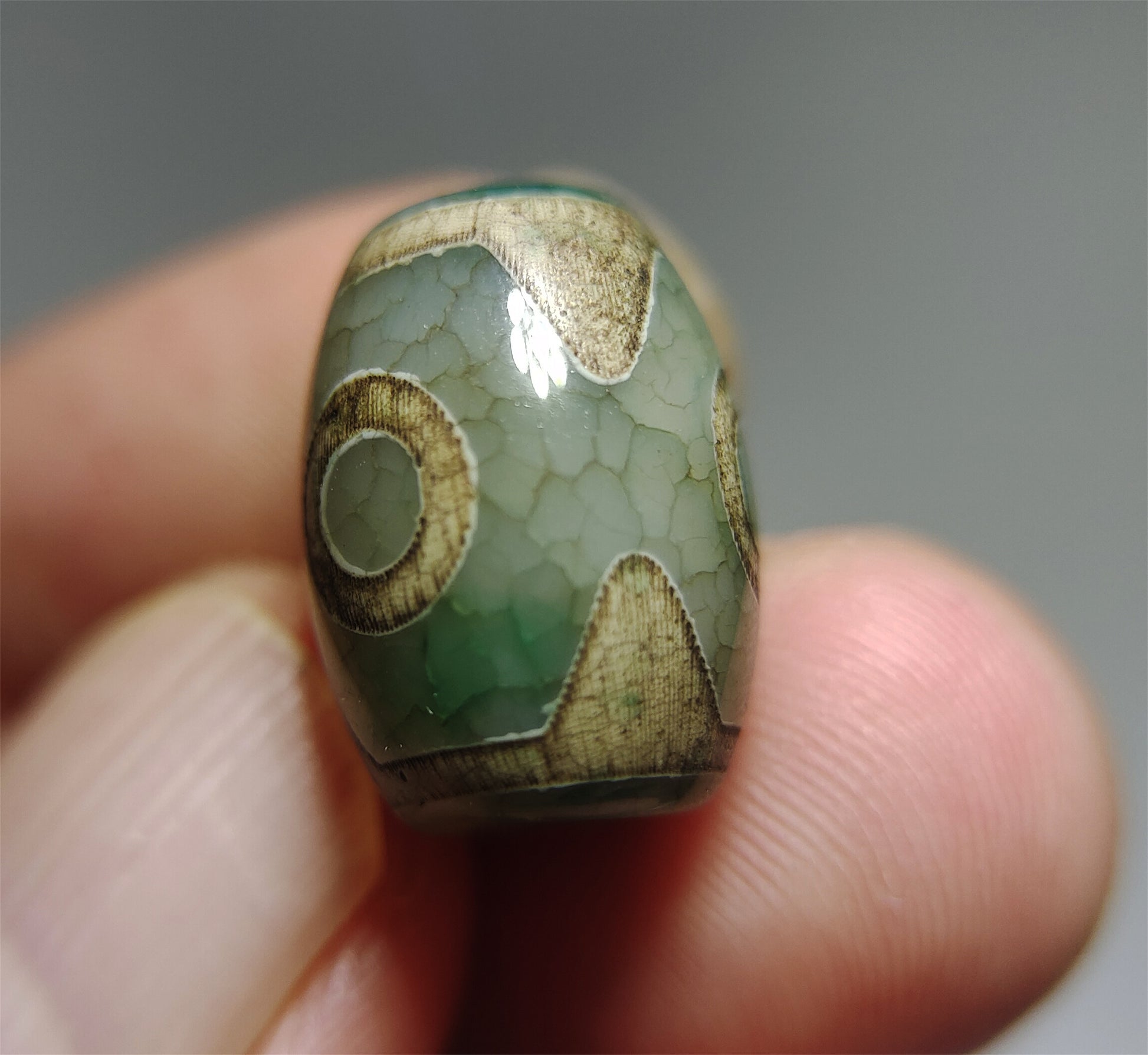 real tibetan ancient three eyed dzi bead amulet pendant genuine old antique himalaya agate pure 3 eye gzi talisman