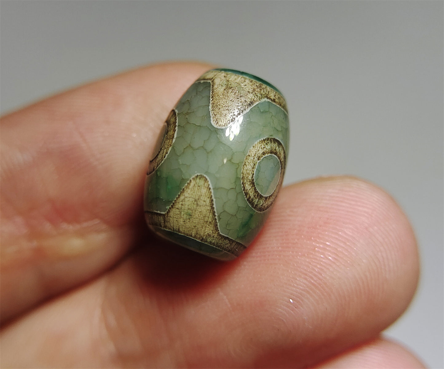real tibetan ancient three eyed dzi bead amulet pendant genuine old antique himalaya agate pure 3 eye gzi talisman