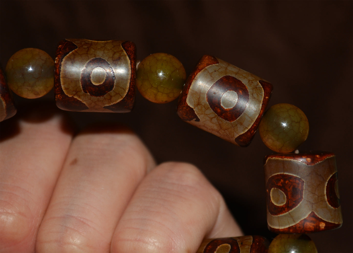 real tibetan ancient three eyes dzi bead bracelet amulet mal genuine old antique himalaya agate nepal 3 pure gzi talisman