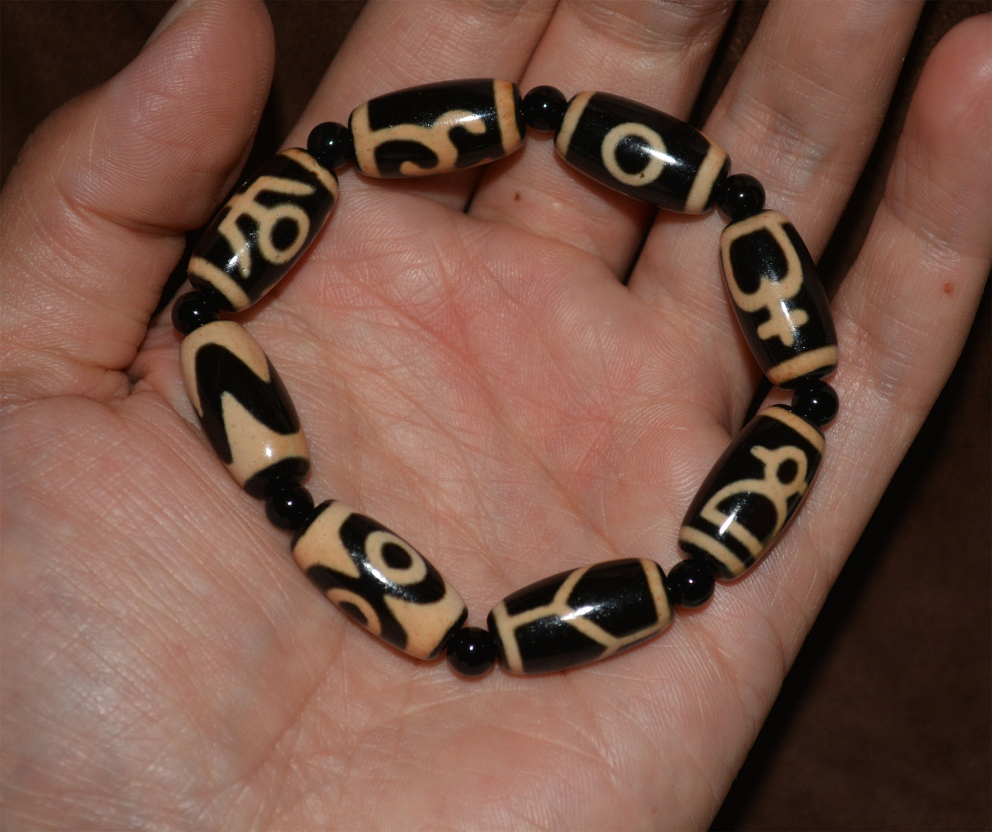 real tibetan ancient three eyes tiger tooth dzi bead bracelet amulet mala genuine old antique agate pure gzi nectar bottle