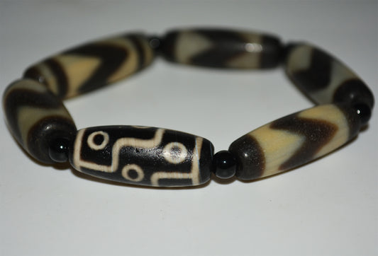 real tibetan ancient tiger tooth dzi bead bracelet amulet genuine old zigzag agate water wave pure nine eyes gzi talisman