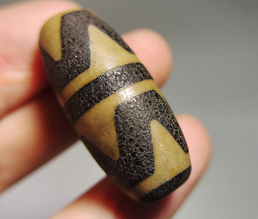 real tibetan ancient tiger tooth dzi bead pendant amulet genuine old himalaya agate double water wave pure gzi talisman