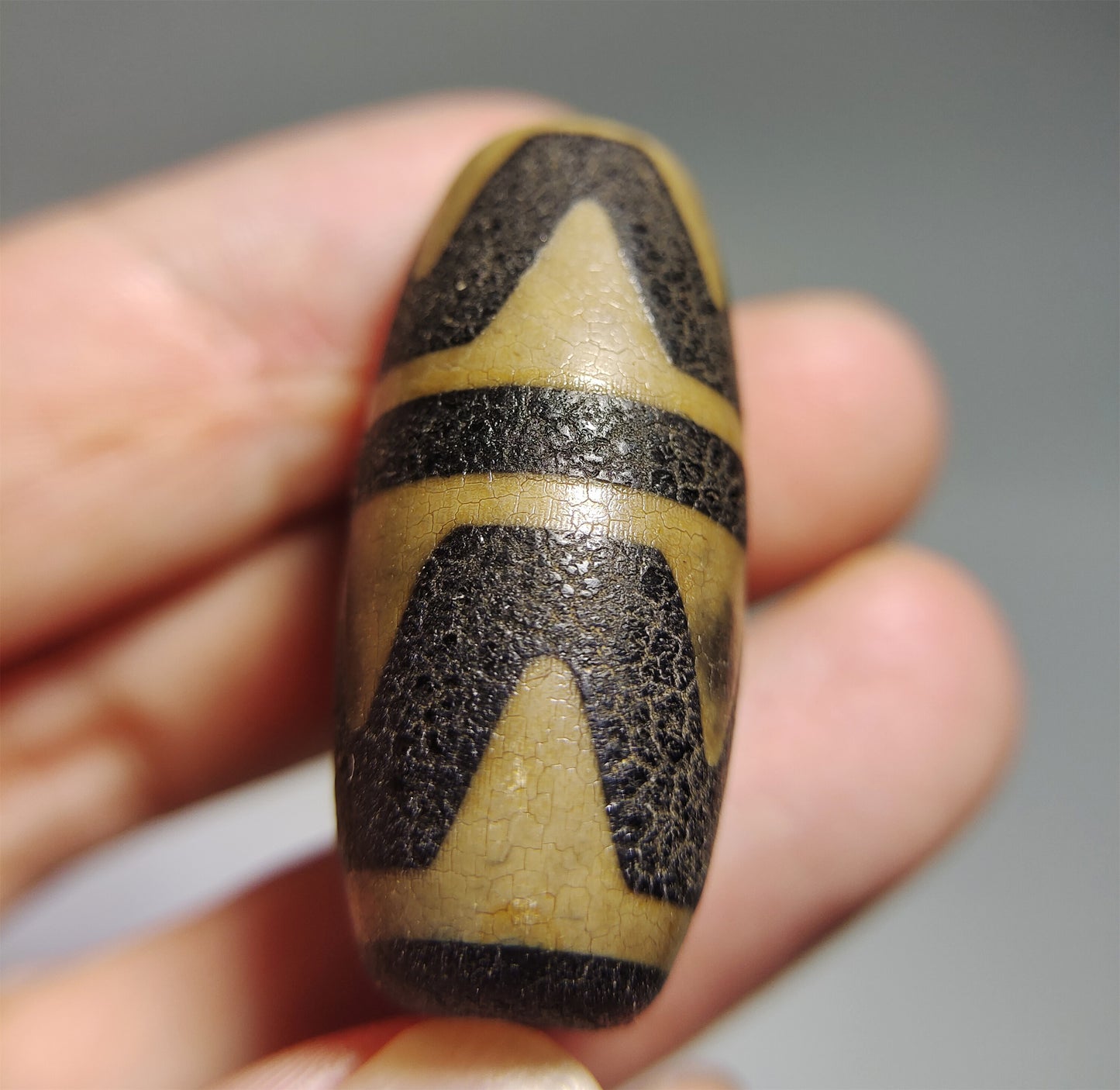 real tibetan ancient tiger tooth dzi bead pendant amulet genuine old himalaya agate double water wave pure gzi talisman