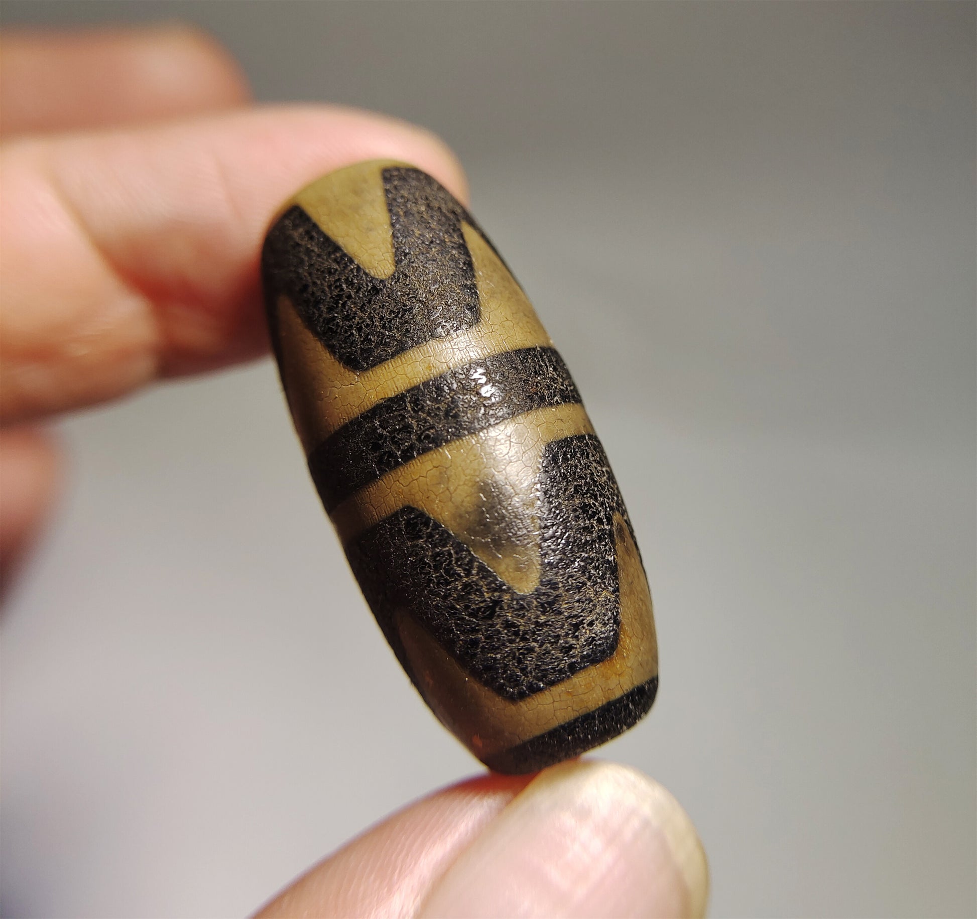 real tibetan ancient tiger tooth dzi bead pendant amulet genuine old himalaya agate double water wave pure gzi talisman