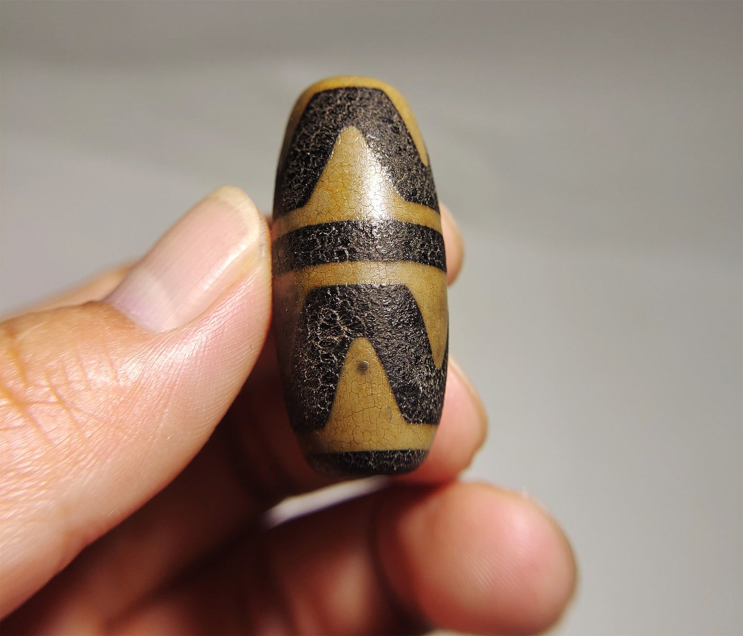 real tibetan ancient tiger tooth dzi bead pendant amulet genuine old himalaya agate double water wave pure gzi talisman